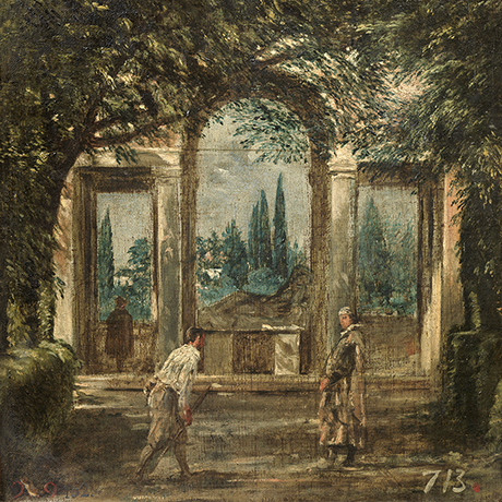 View of the Gardens of the Villa Medici in Rome, with a Statue of Ariadne