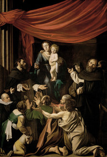 Caravaggio, Madonna of the Rosary. Vienna, Kunsthistorisches Museum.