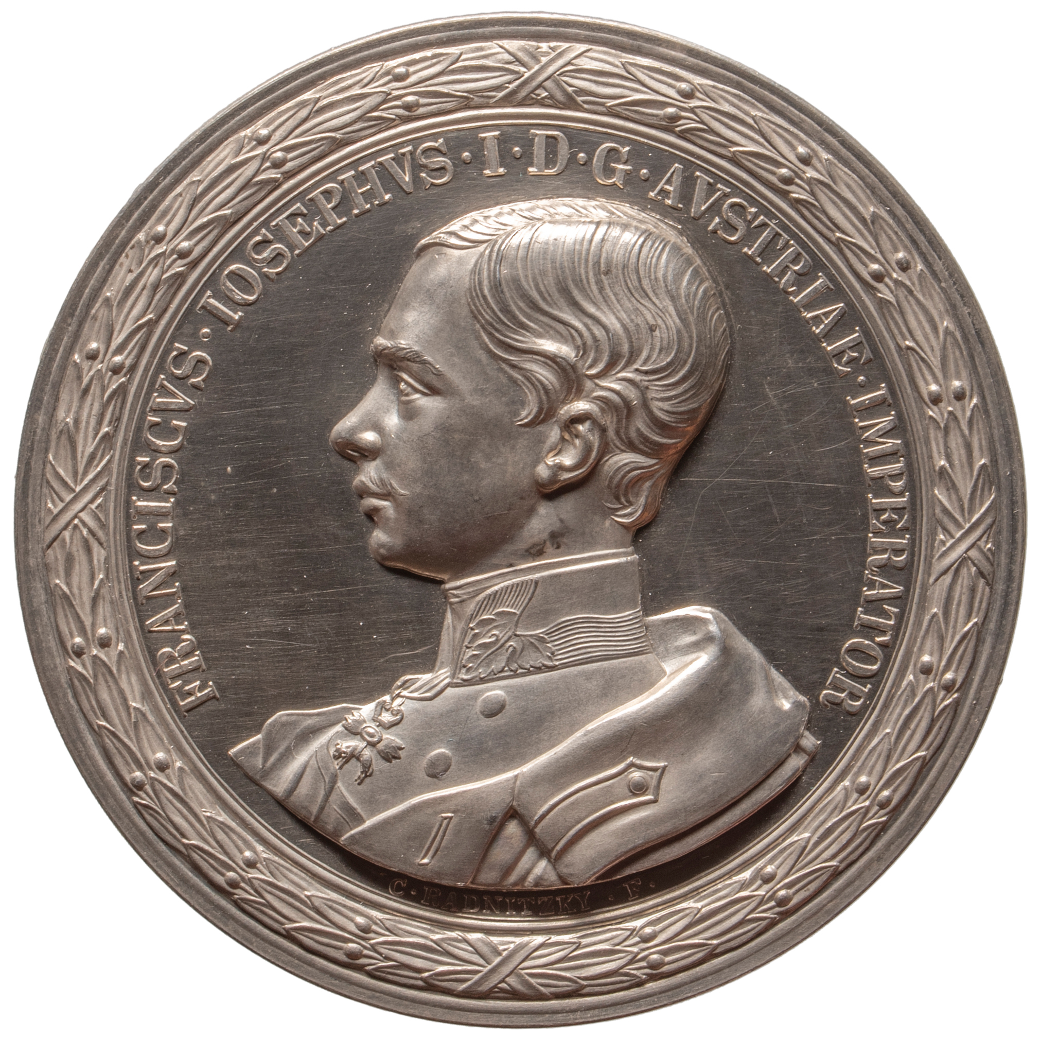 Habsburg: Kaiser Franz Joseph I.; Medaille auf den Wahlspruch VIRIBUS UNITIS