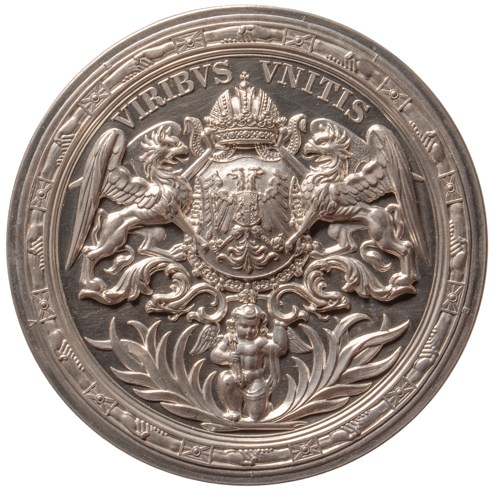 Habsburg: Kaiser Franz Joseph I.; Medaille auf den Wahlspruch VIRIBUS UNITIS