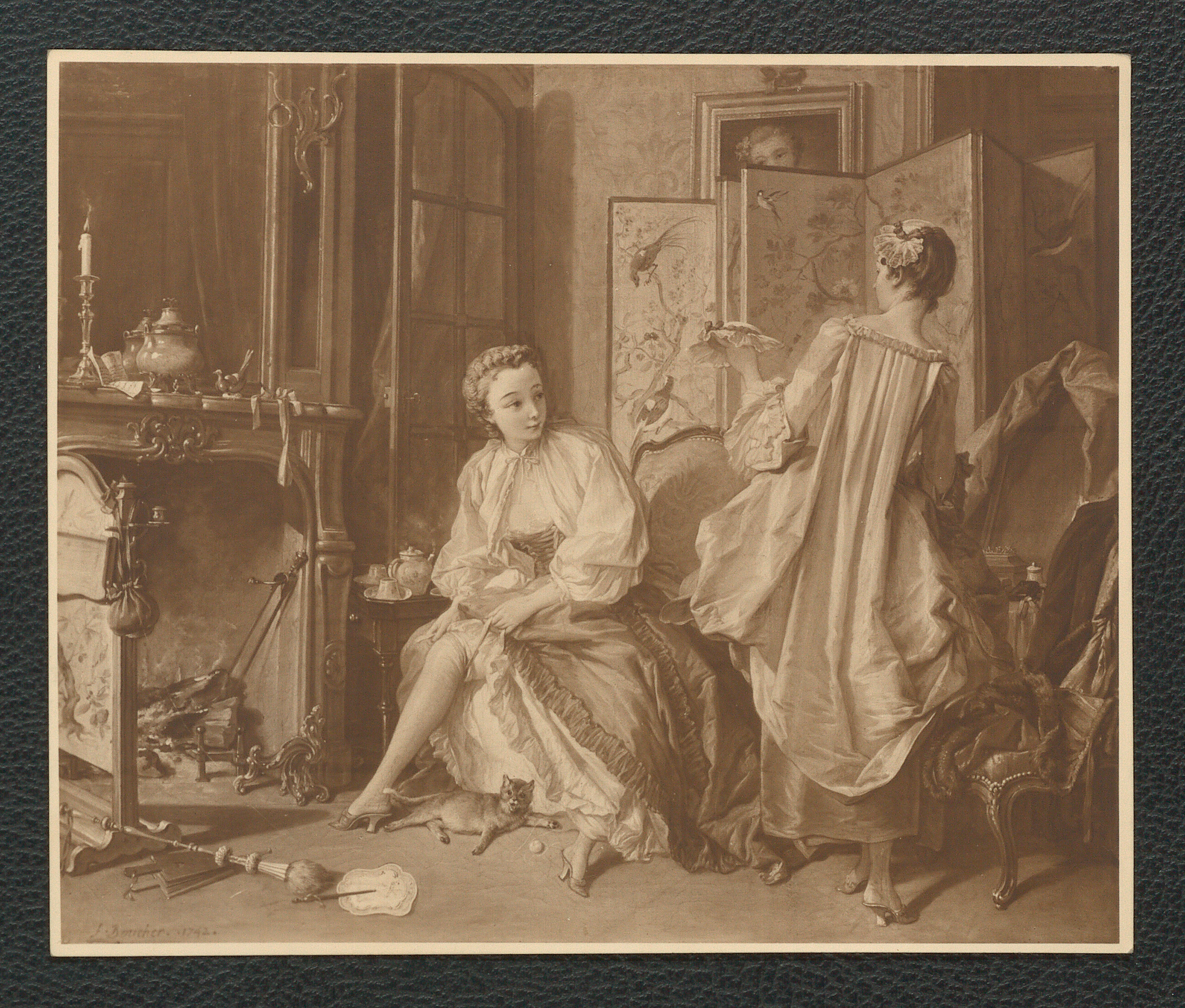 Boucher: Toiletteszene eines jungen Mädchens. Öl - Leinwand, 52 x 62,5 cm