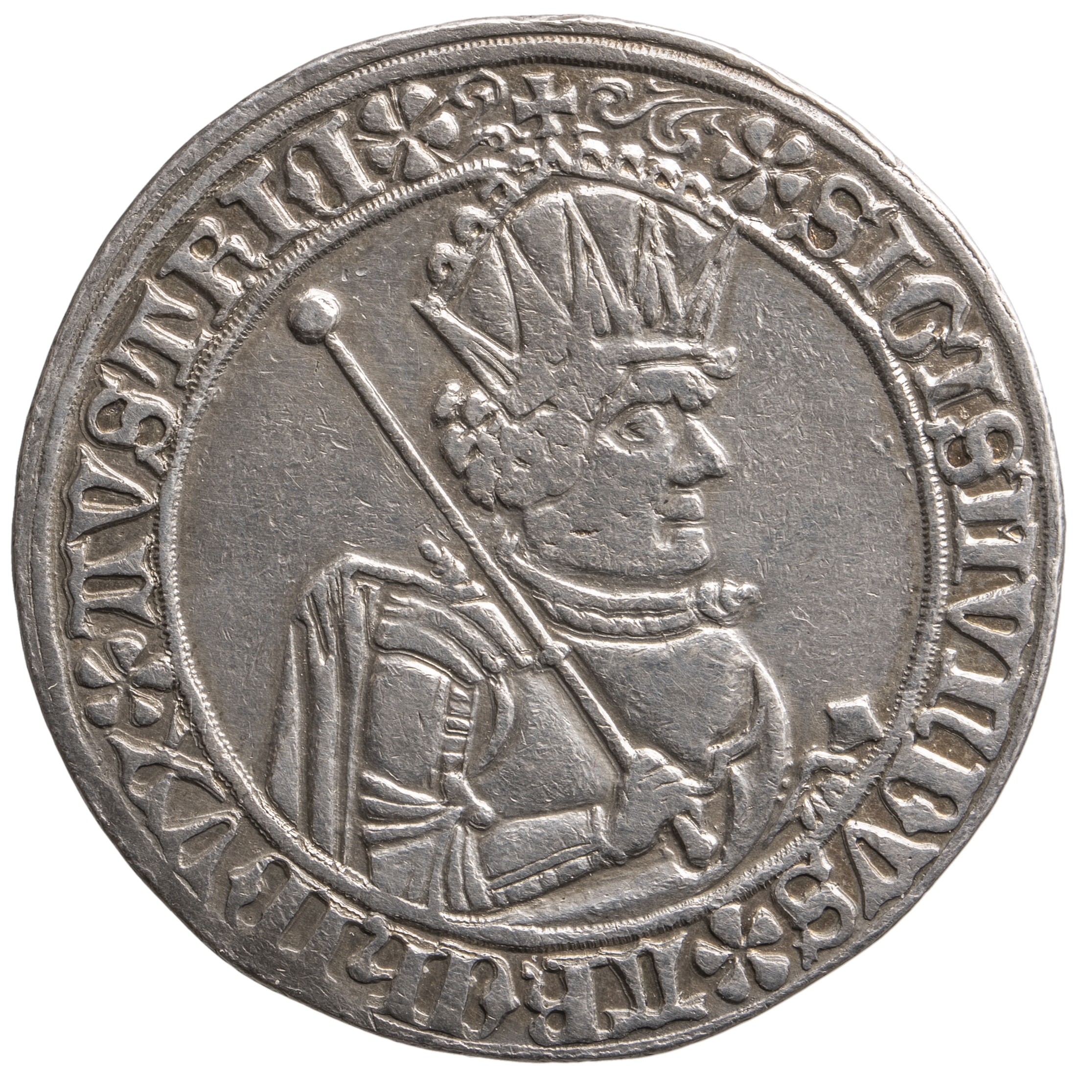 Ehg. Sigismund, Guldiner, geharnischtes Brustbild, Turnierreiter