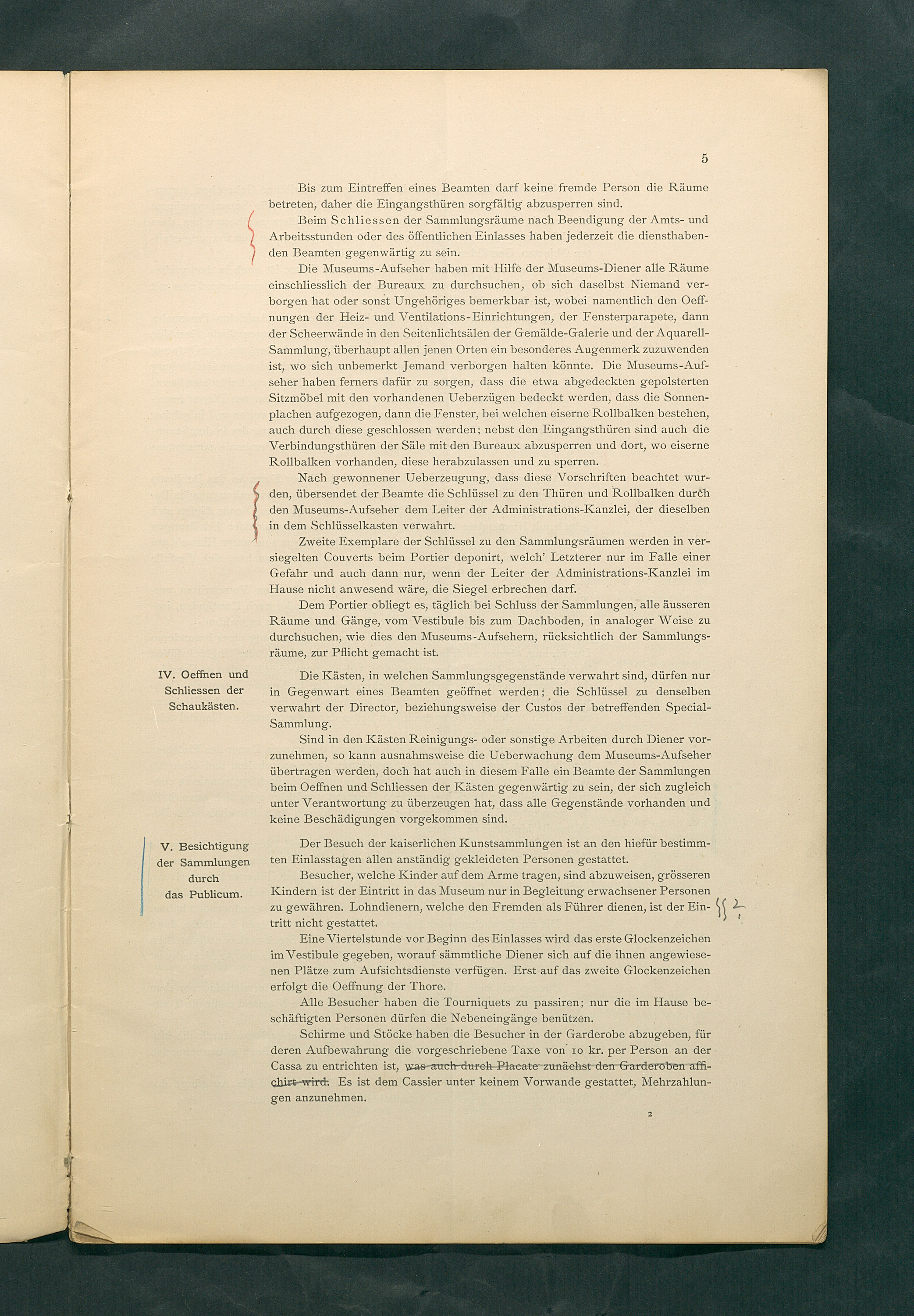 Bestimmungen für den Dienstbetrieb in den kunsthistorischen Sammlungen des Allerhöchsten Kaiserhauses