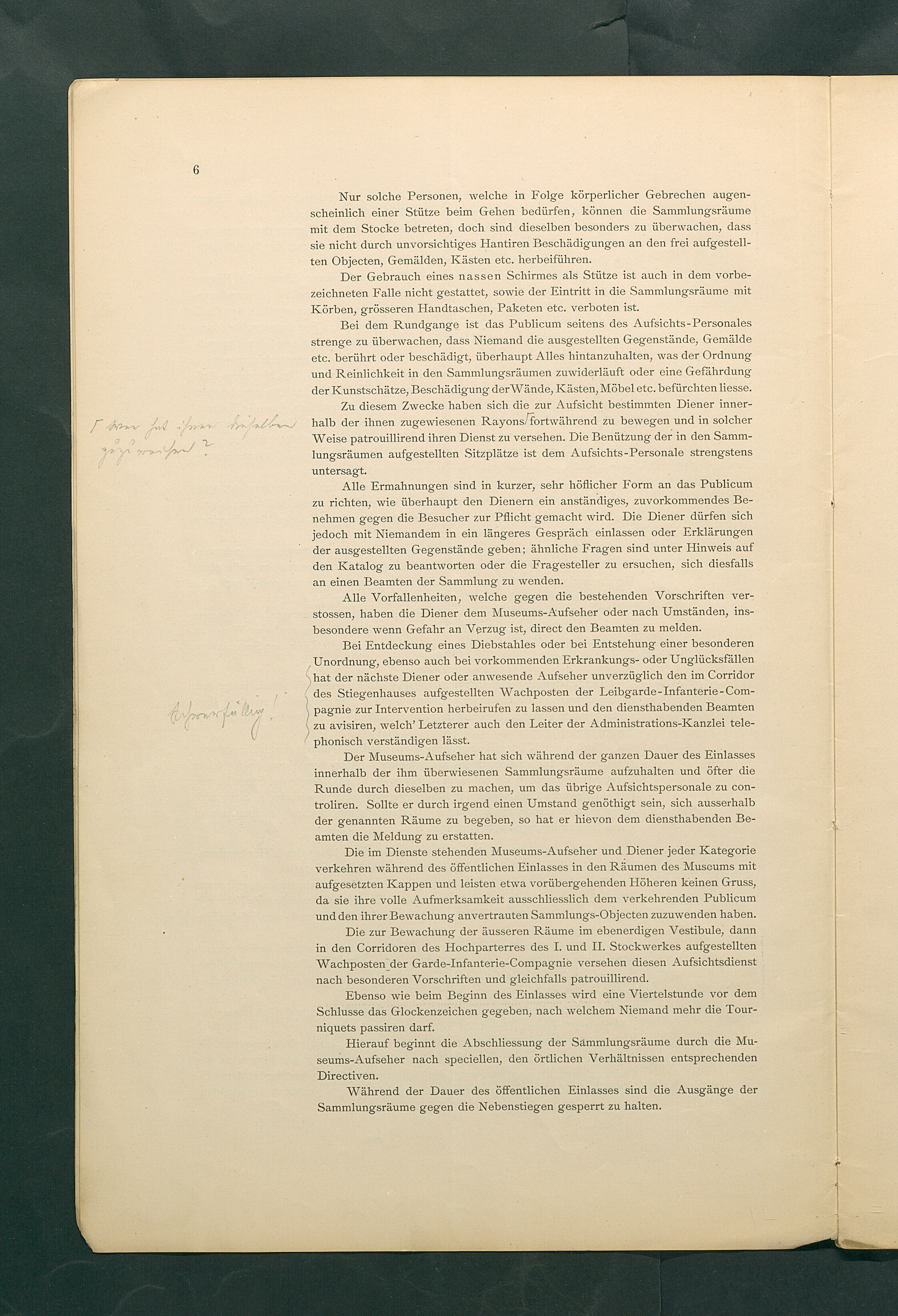 Bestimmungen für den Dienstbetrieb in den kunsthistorischen Sammlungen des Allerhöchsten Kaiserhauses