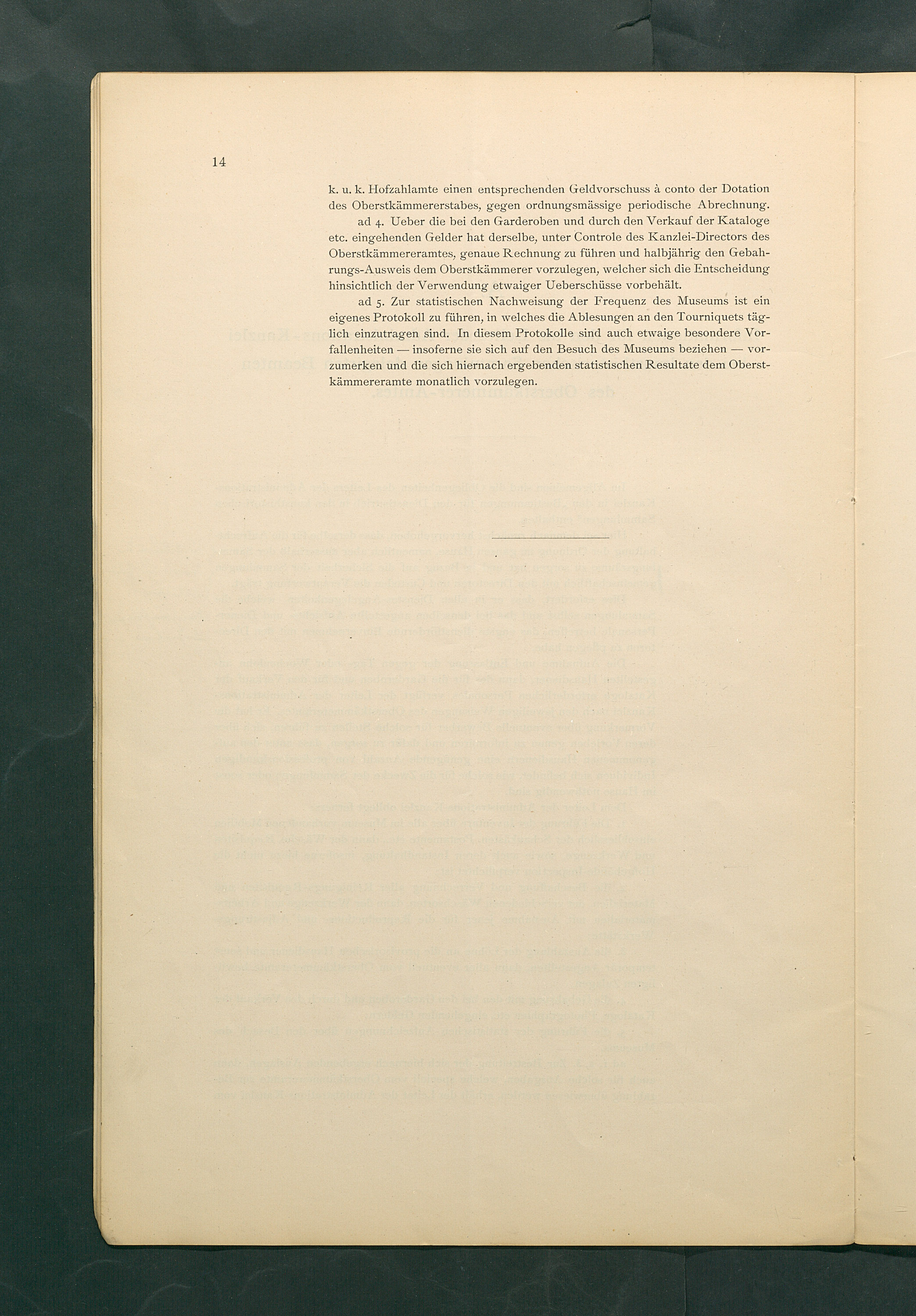 Bestimmungen für den Dienstbetrieb in den kunsthistorischen Sammlungen des Allerhöchsten Kaiserhauses