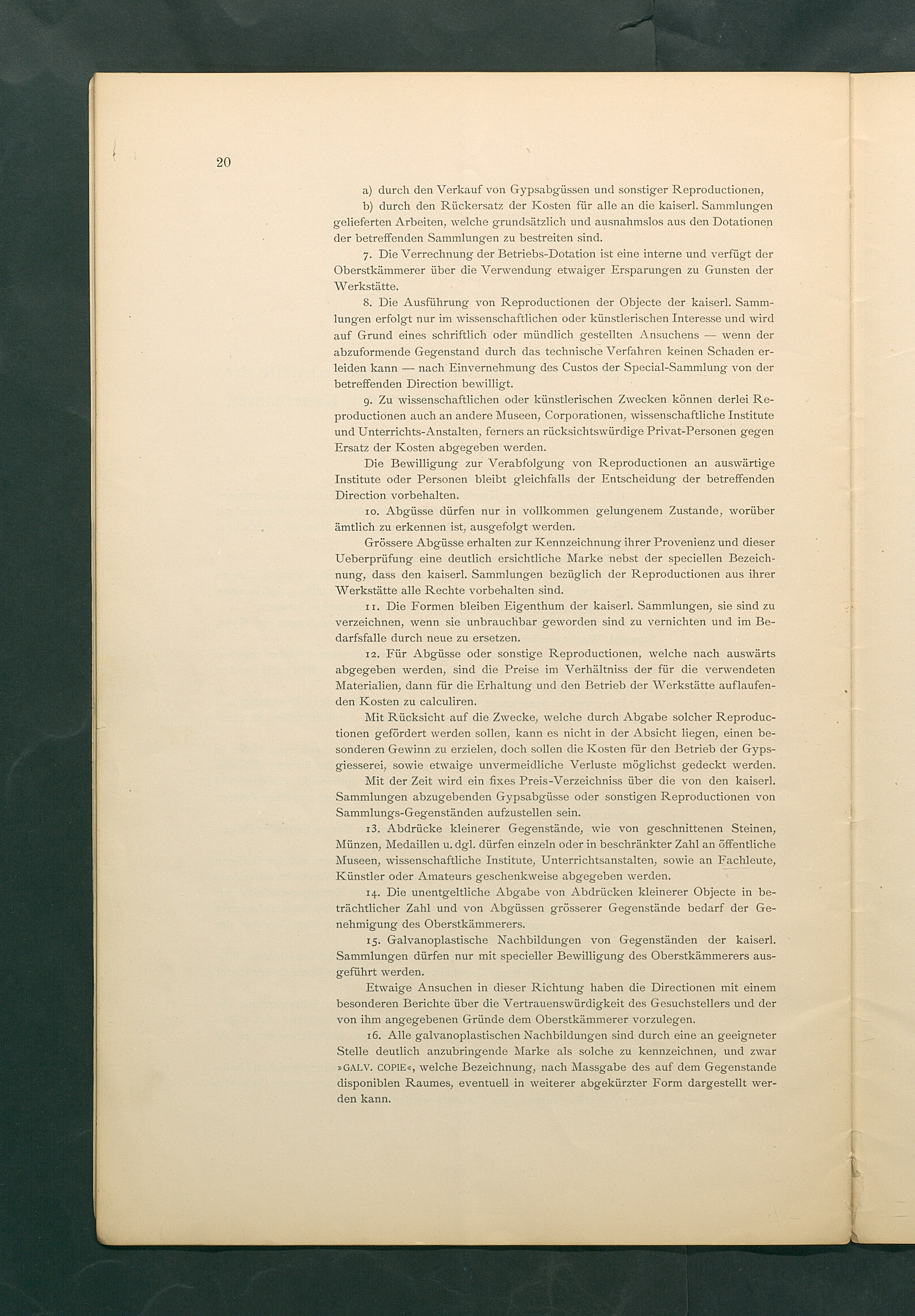 Bestimmungen für den Dienstbetrieb in den kunsthistorischen Sammlungen des Allerhöchsten Kaiserhauses