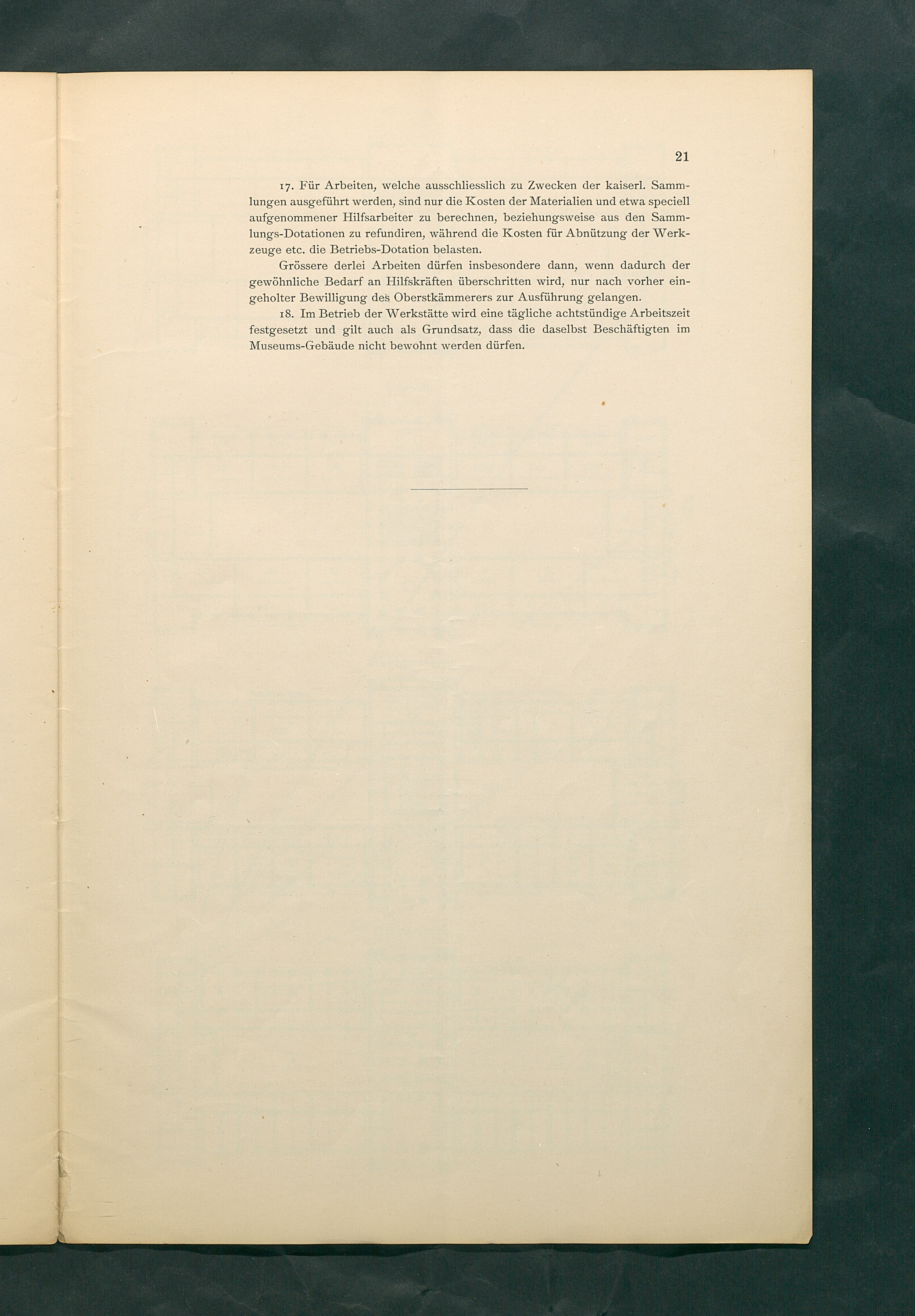 Bestimmungen für den Dienstbetrieb in den kunsthistorischen Sammlungen des Allerhöchsten Kaiserhauses