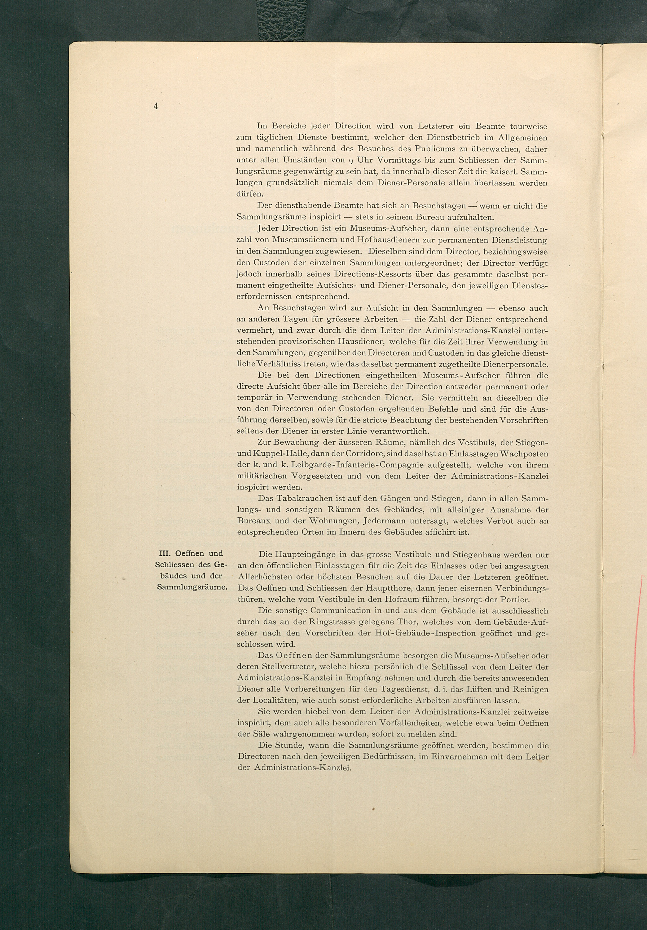 Bestimmungen für den Dienstbetrieb in den kunsthistorischen Sammlungen des Allerhöchsten Kaiserhauses