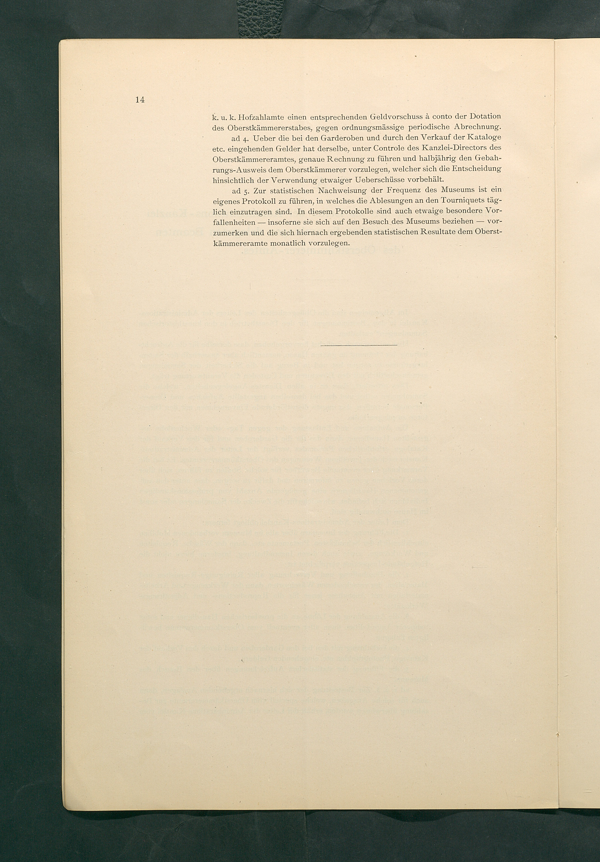Bestimmungen für den Dienstbetrieb in den kunsthistorischen Sammlungen des Allerhöchsten Kaiserhauses
