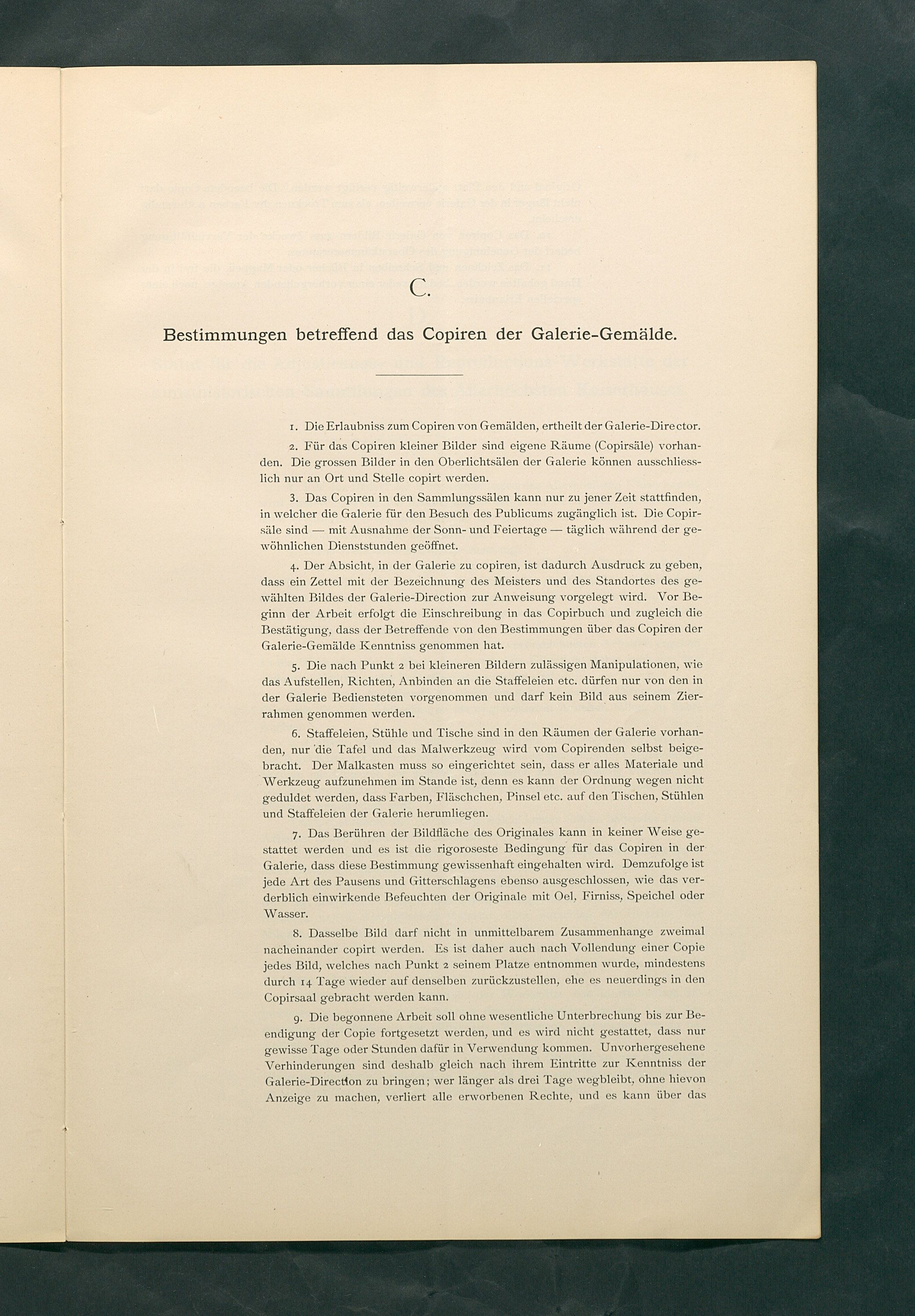 Bestimmungen für den Dienstbetrieb in den kunsthistorischen Sammlungen des Allerhöchsten Kaiserhauses