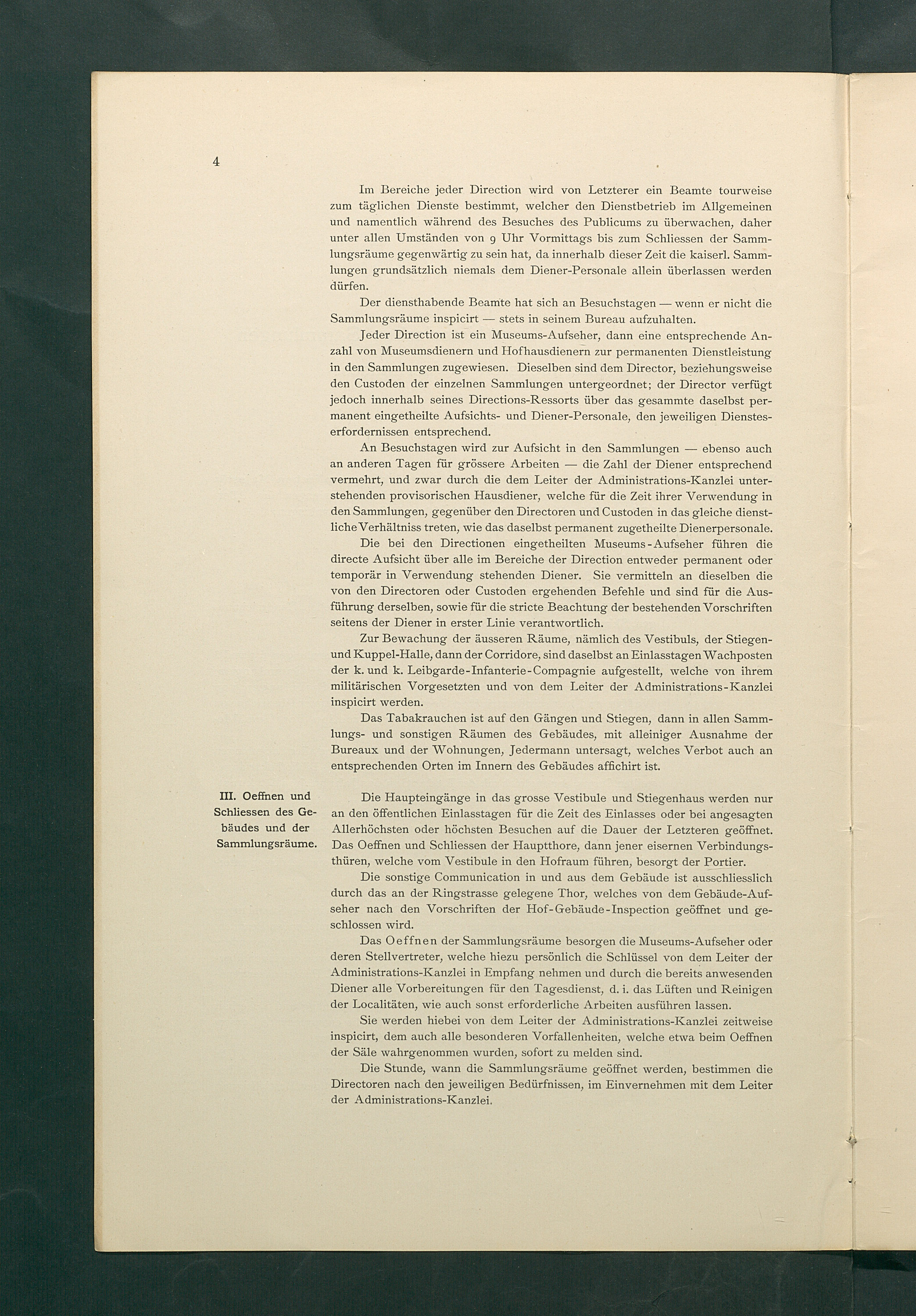 Bestimmungen für den Dienstbetrieb in den kunsthistorischen Sammlungen des Allerhöchsten Kaiserhauses