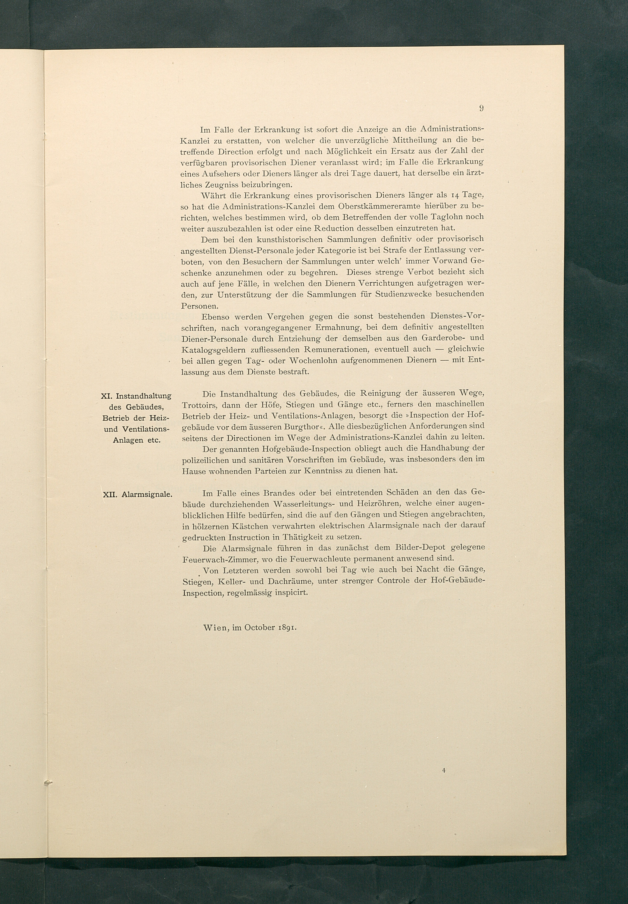 Bestimmungen für den Dienstbetrieb in den kunsthistorischen Sammlungen des Allerhöchsten Kaiserhauses