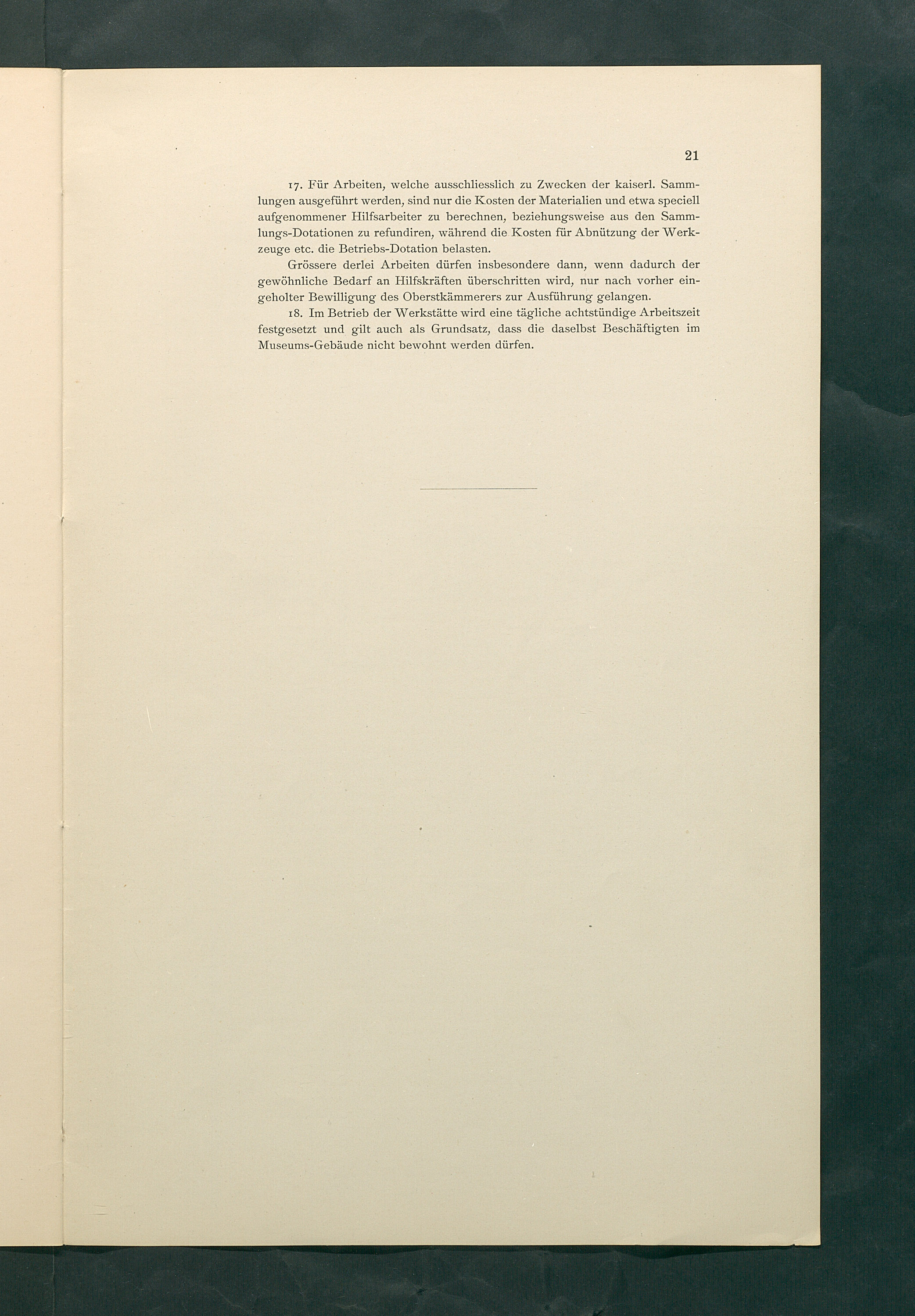 Bestimmungen für den Dienstbetrieb in den kunsthistorischen Sammlungen des Allerhöchsten Kaiserhauses