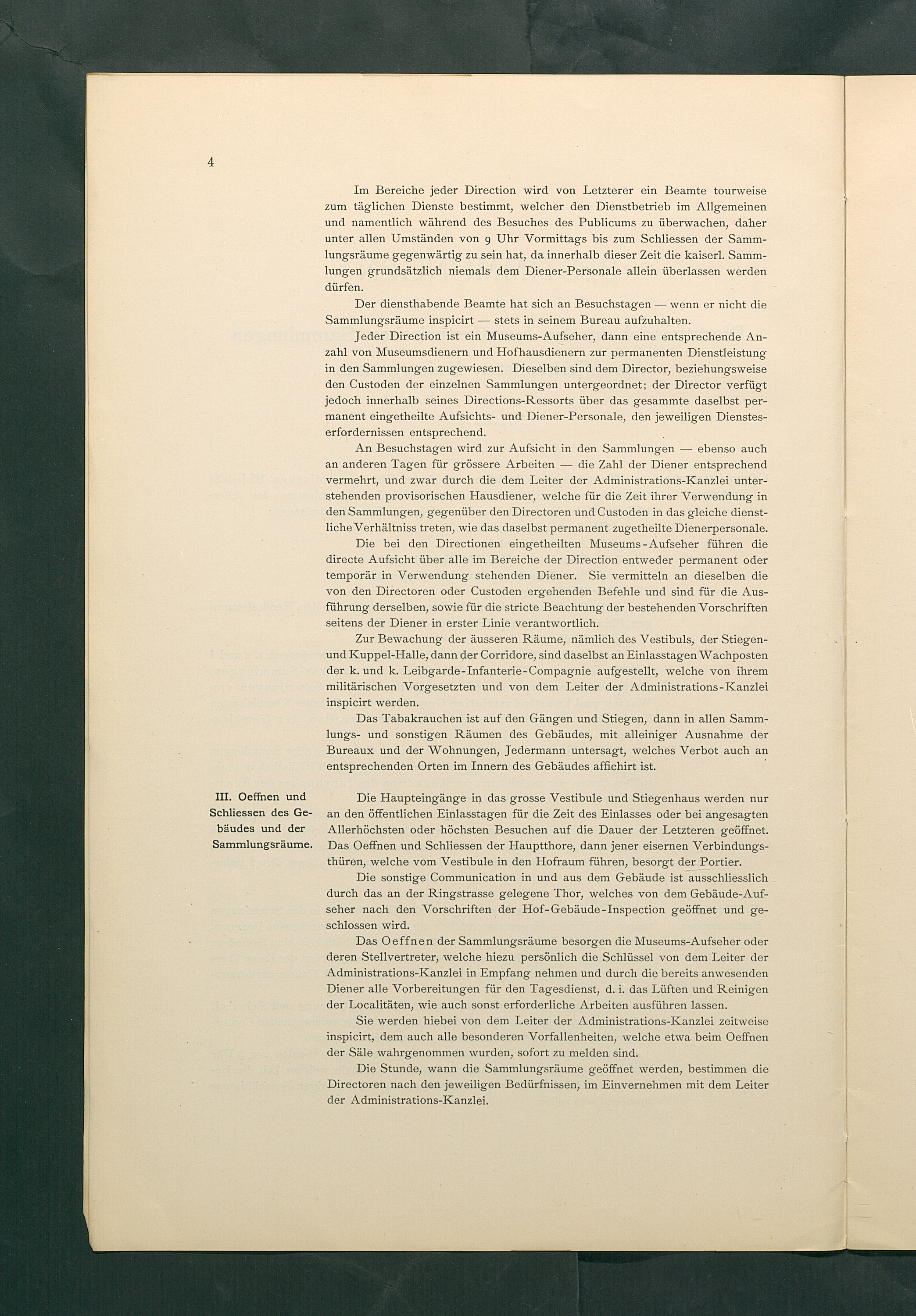 Bestimmungen für den Dienstbetrieb in den kunsthistorischen Sammlungen des Allerhöchsten Kaiserhauses