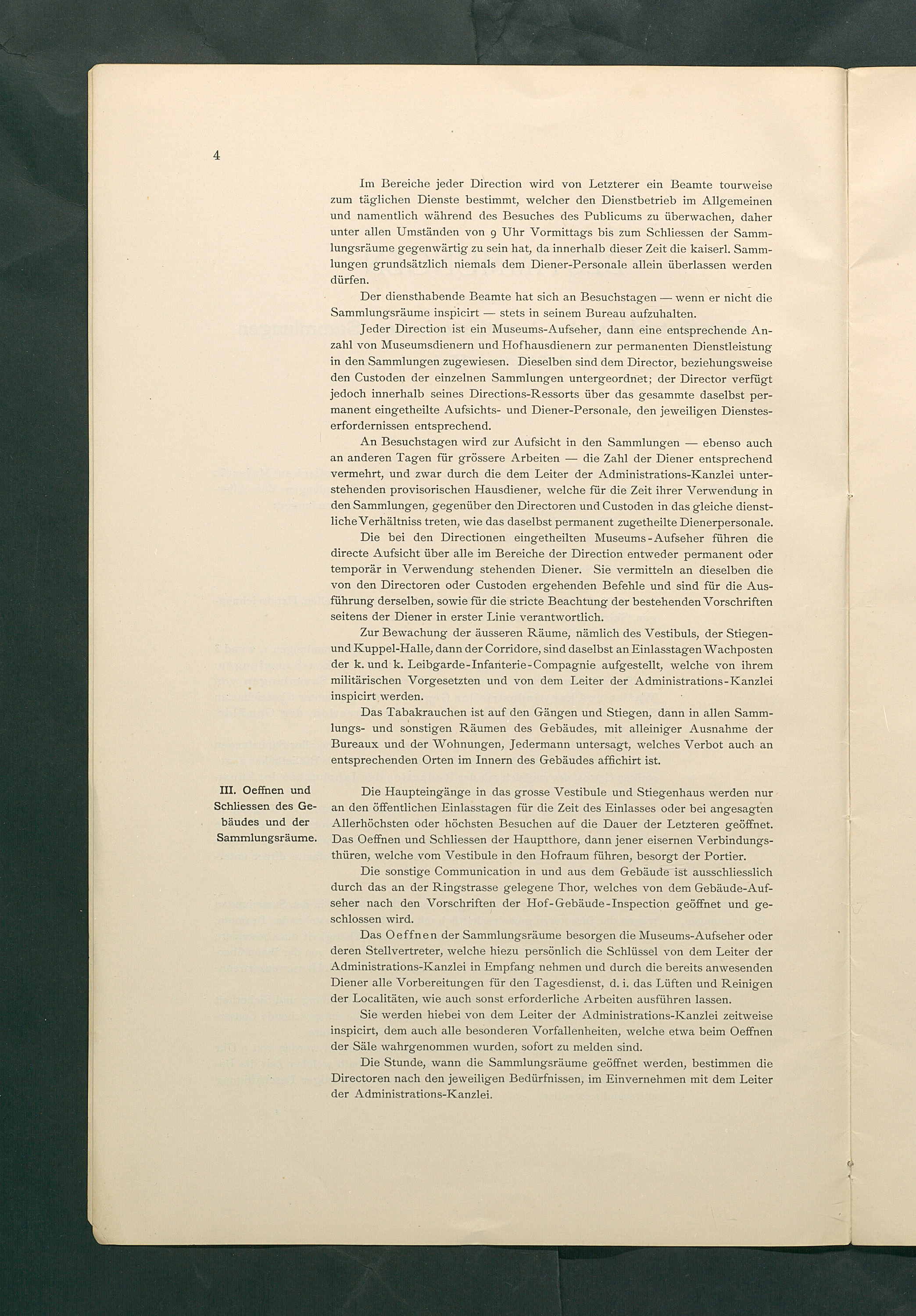 Bestimmungen für den Dienstbetrieb in den kunsthistorischen Sammlungen des Allerhöchsten Kaiserhauses