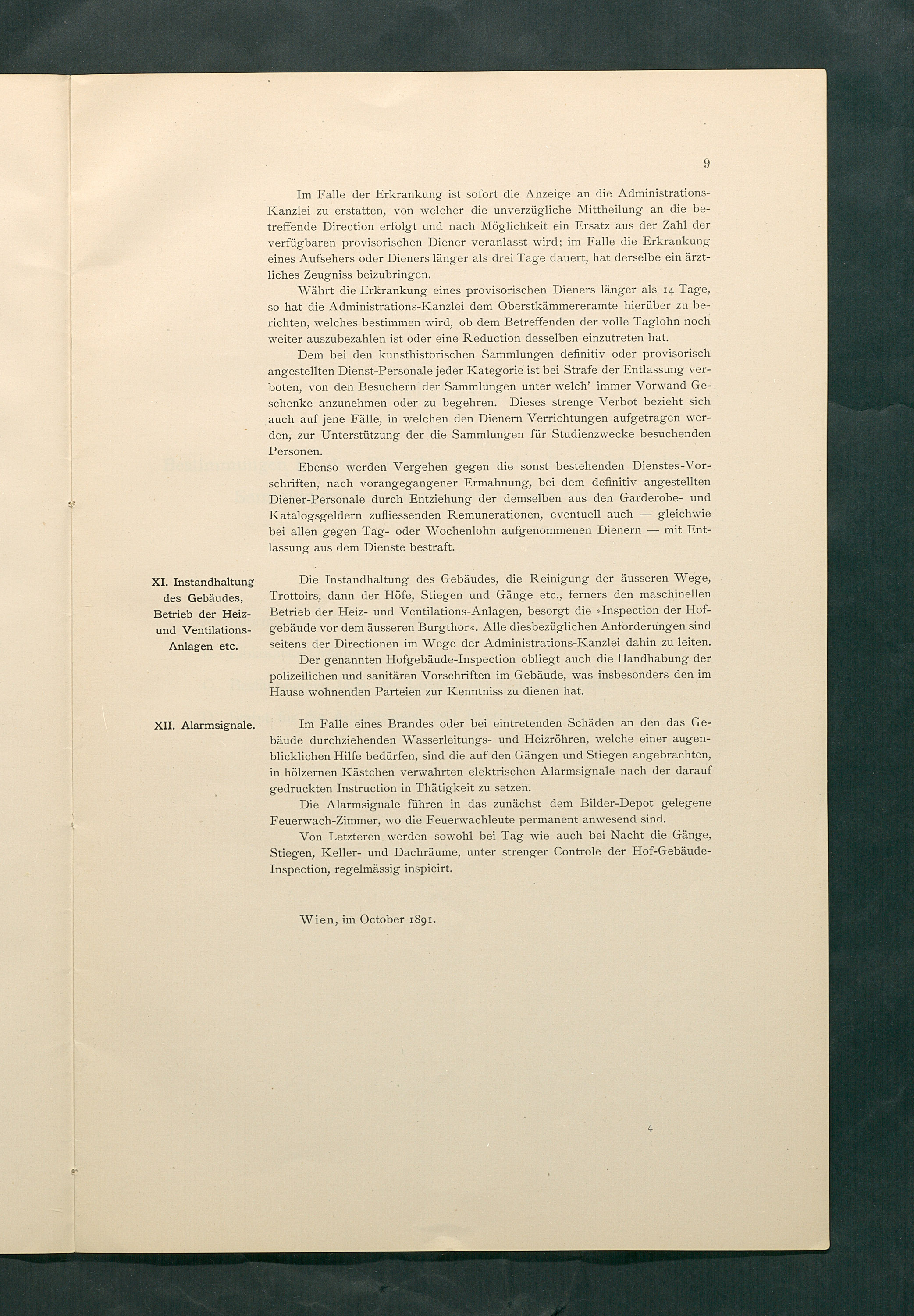 Bestimmungen für den Dienstbetrieb in den kunsthistorischen Sammlungen des Allerhöchsten Kaiserhauses
