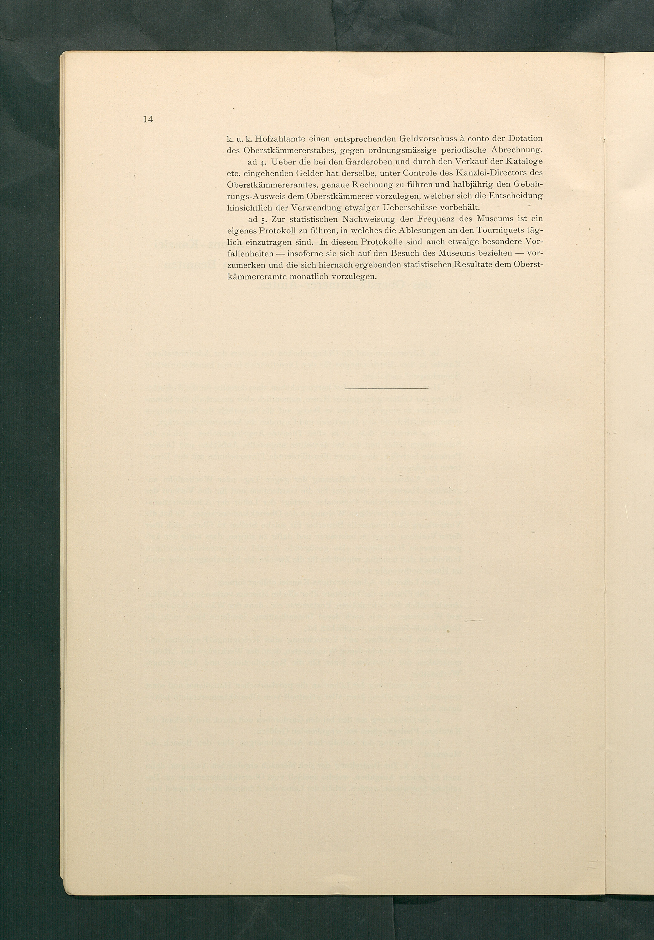 Bestimmungen für den Dienstbetrieb in den kunsthistorischen Sammlungen des Allerhöchsten Kaiserhauses