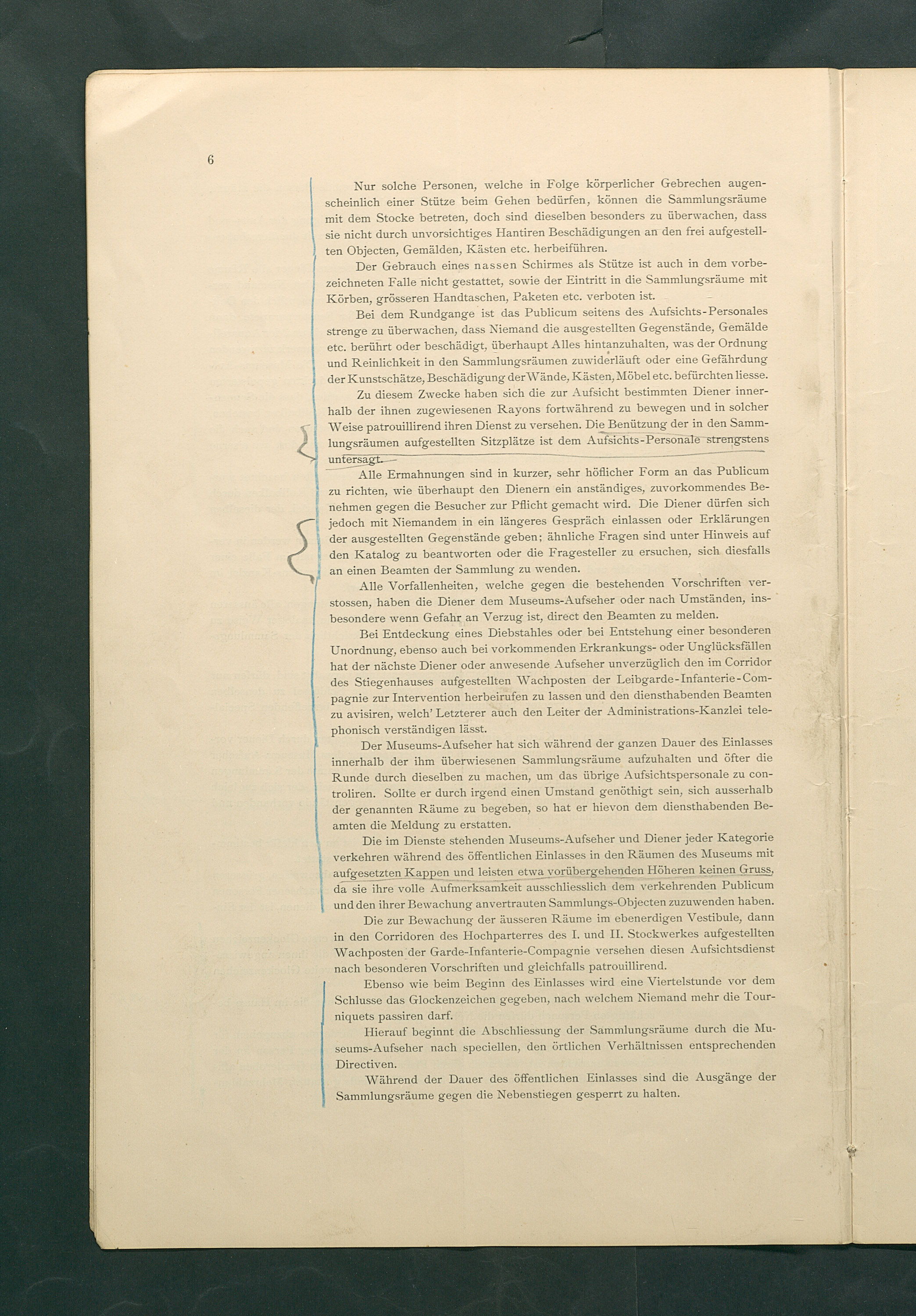 Bestimmungen für den Dienstbetrieb in den kunsthistorischen Sammlungen des Allerhöchsten Kaiserhauses