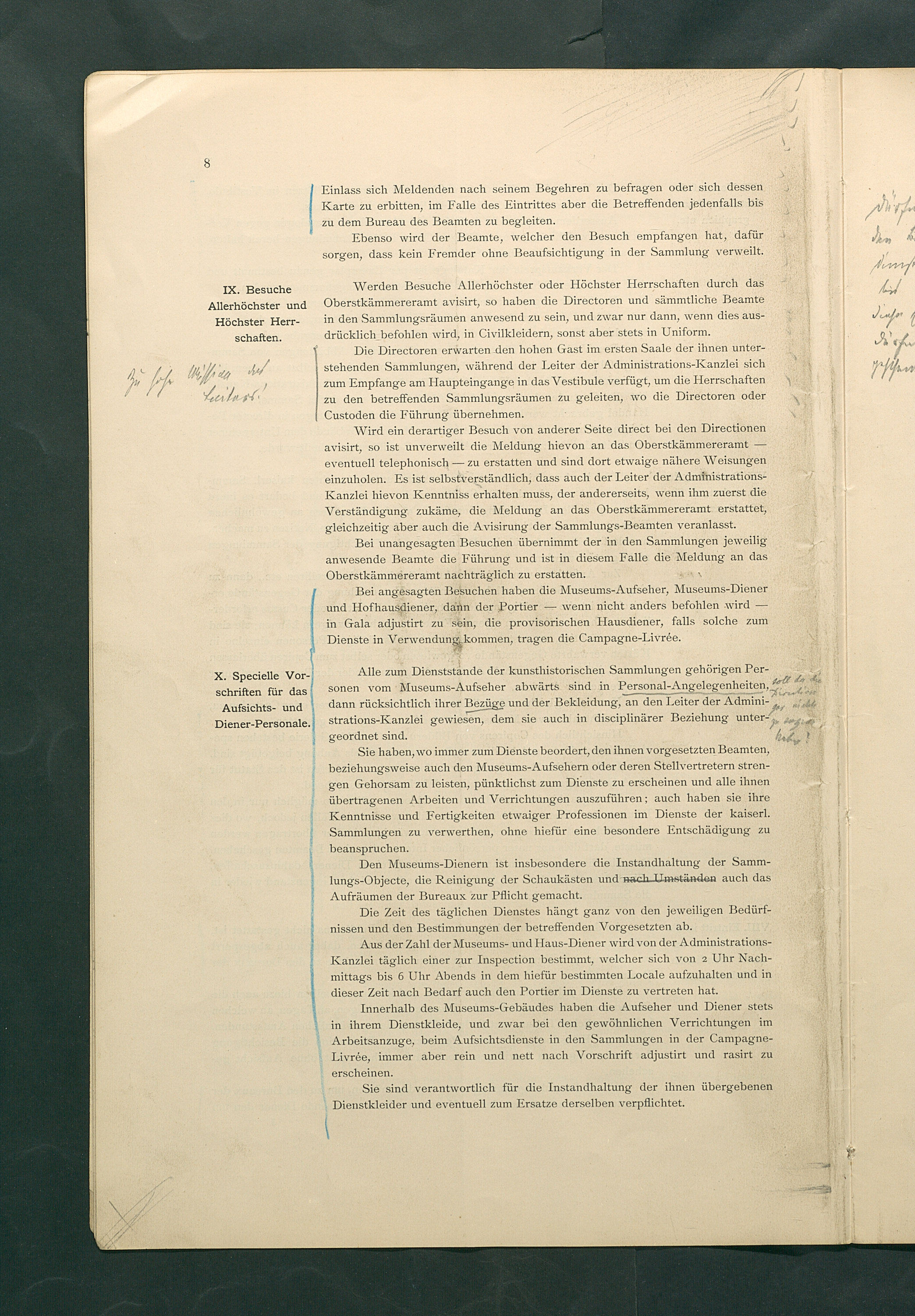 Bestimmungen für den Dienstbetrieb in den kunsthistorischen Sammlungen des Allerhöchsten Kaiserhauses