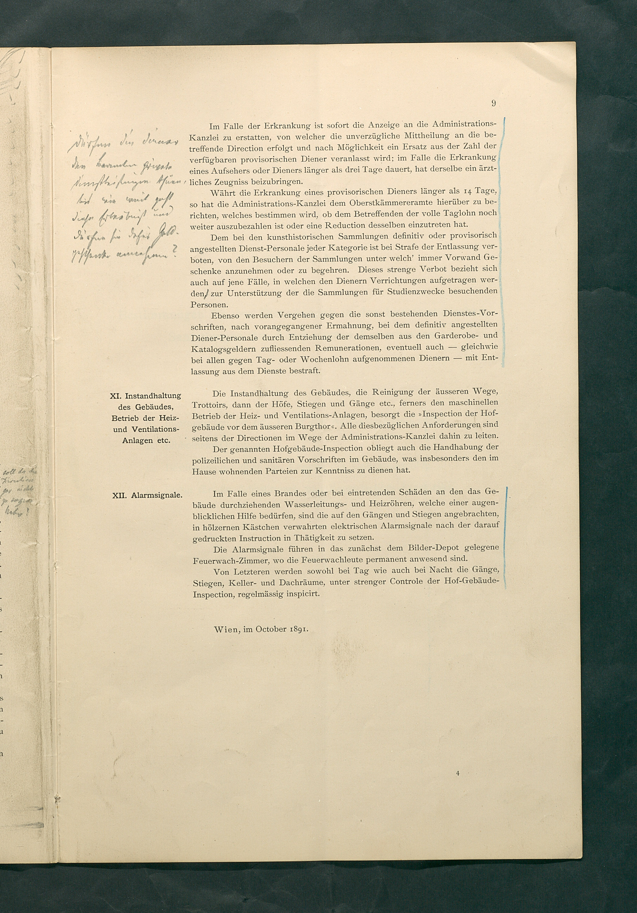 Bestimmungen für den Dienstbetrieb in den kunsthistorischen Sammlungen des Allerhöchsten Kaiserhauses