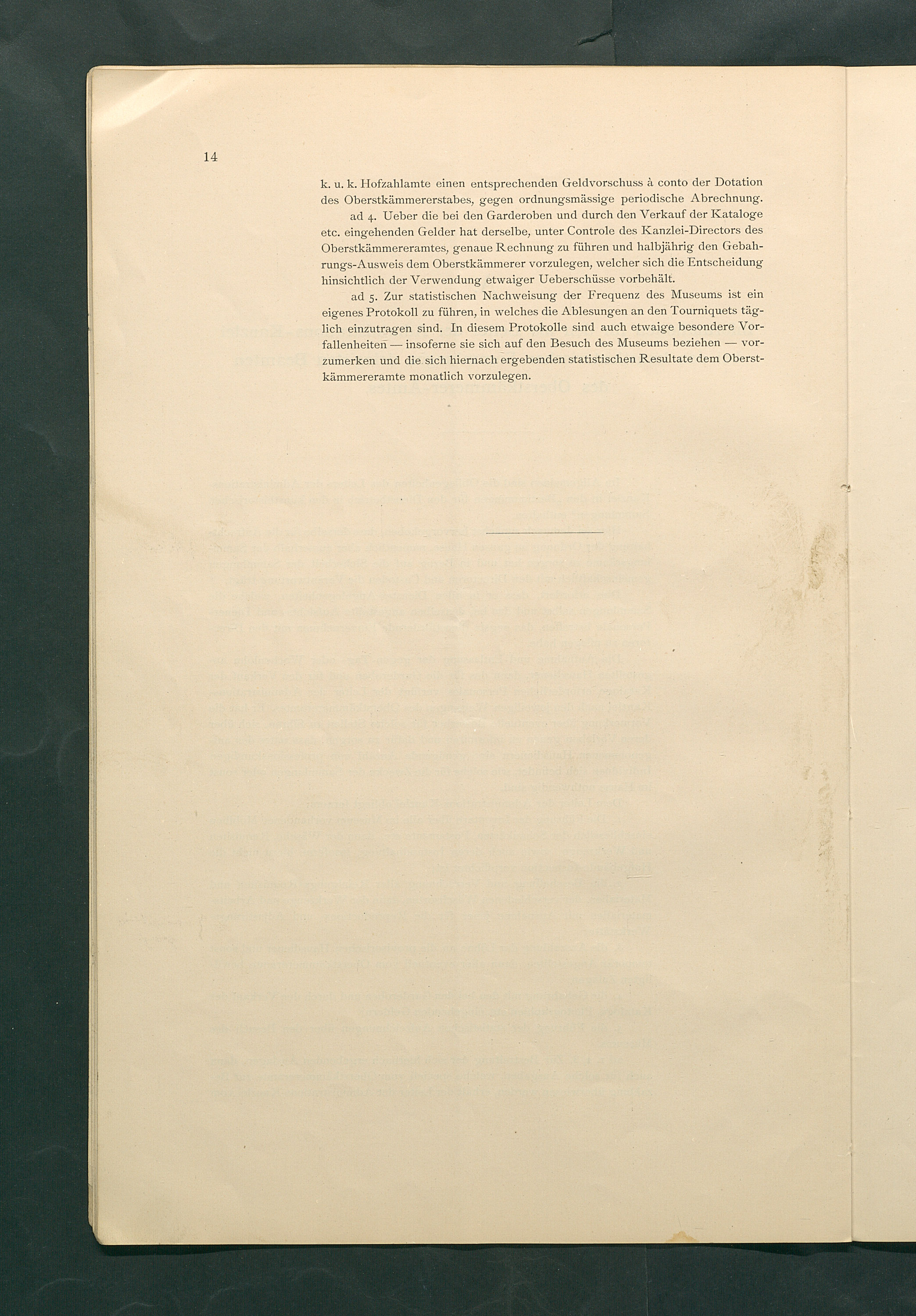 Bestimmungen für den Dienstbetrieb in den kunsthistorischen Sammlungen des Allerhöchsten Kaiserhauses