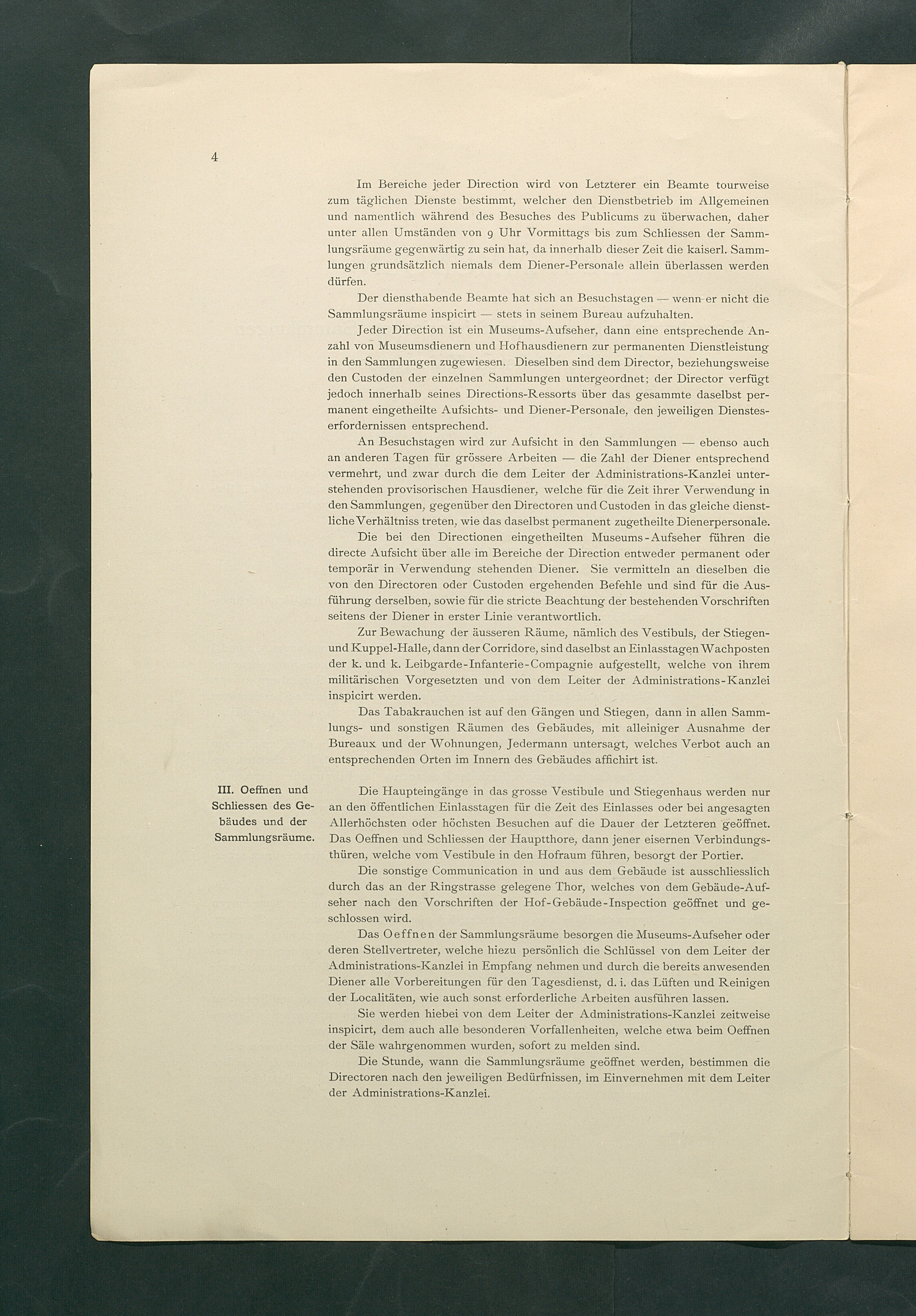 Bestimmungen für den Dienstbetrieb in den kunsthistorischen Sammlungen des Allerhöchsten Kaiserhauses