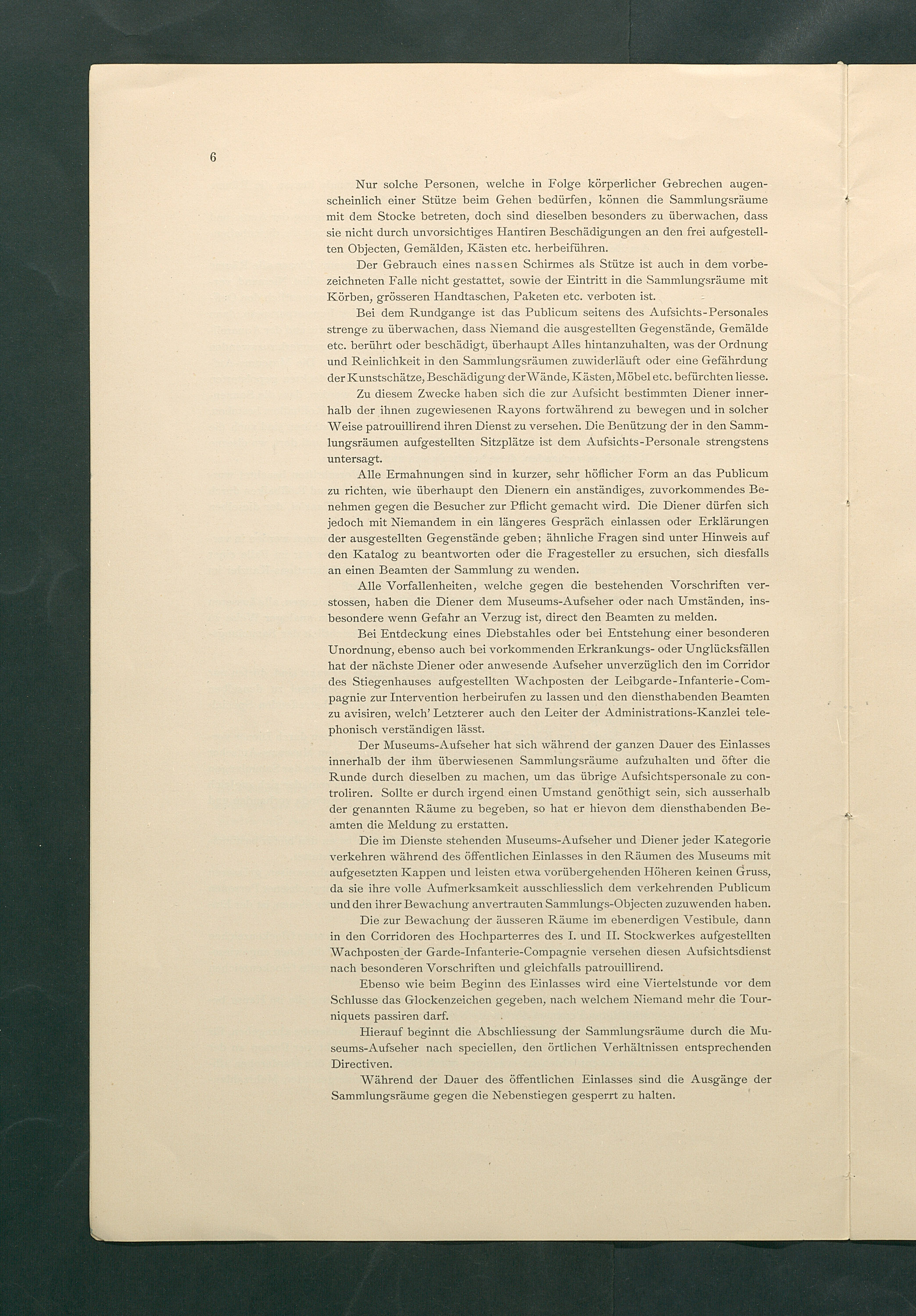 Bestimmungen für den Dienstbetrieb in den kunsthistorischen Sammlungen des Allerhöchsten Kaiserhauses