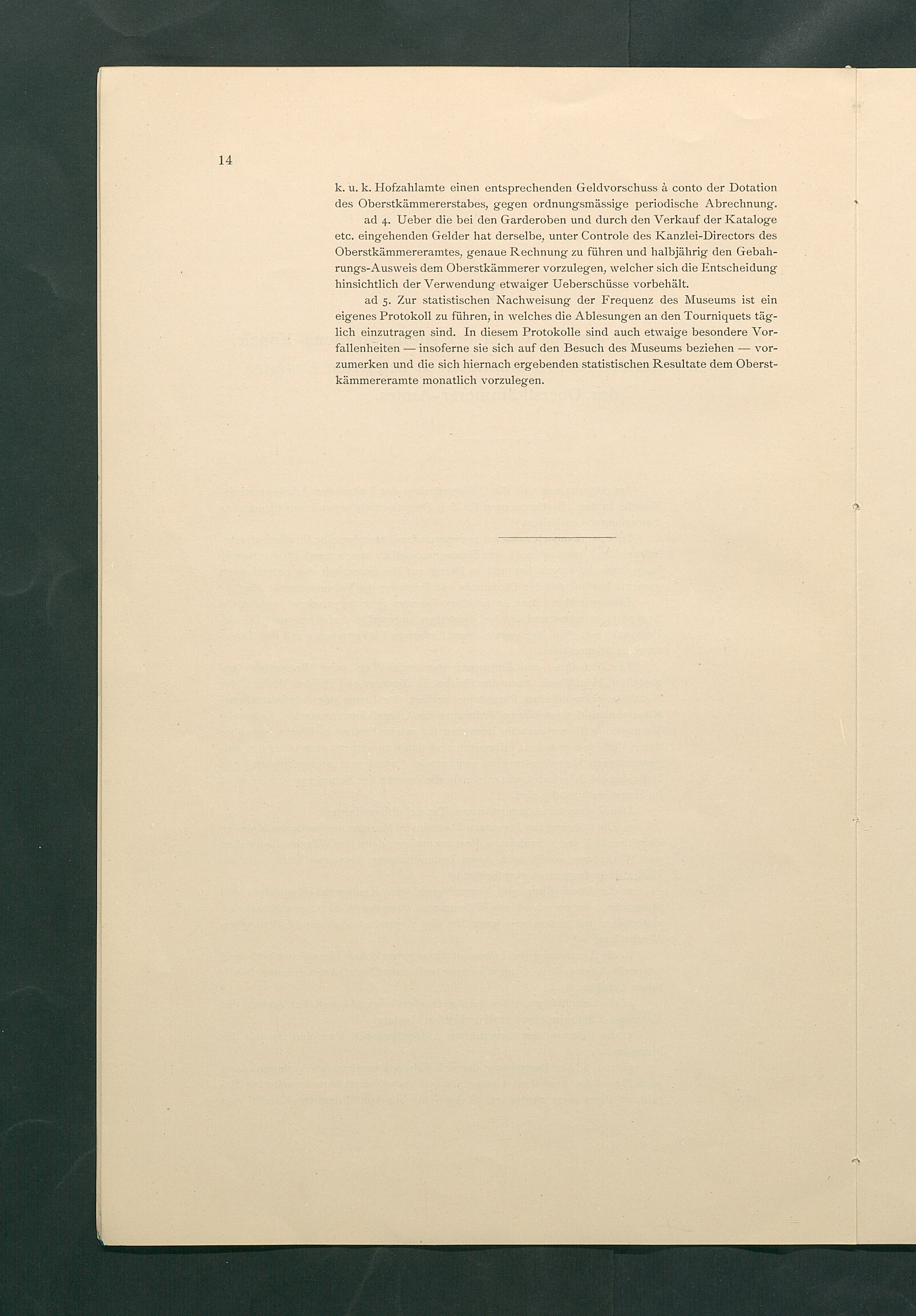 Bestimmungen für den Dienstbetrieb in den kunsthistorischen Sammlungen des Allerhöchsten Kaiserhauses