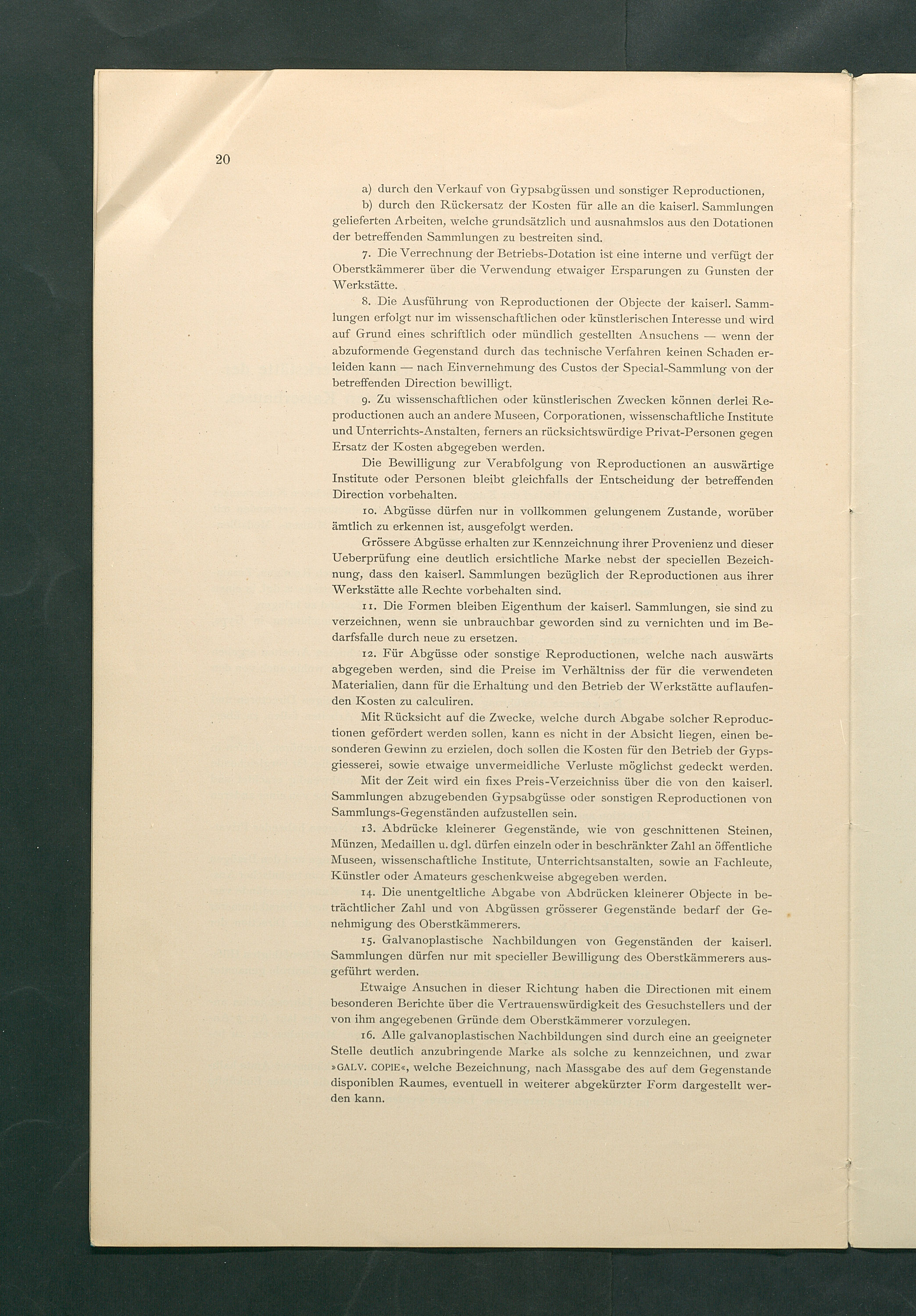 Bestimmungen für den Dienstbetrieb in den kunsthistorischen Sammlungen des Allerhöchsten Kaiserhauses