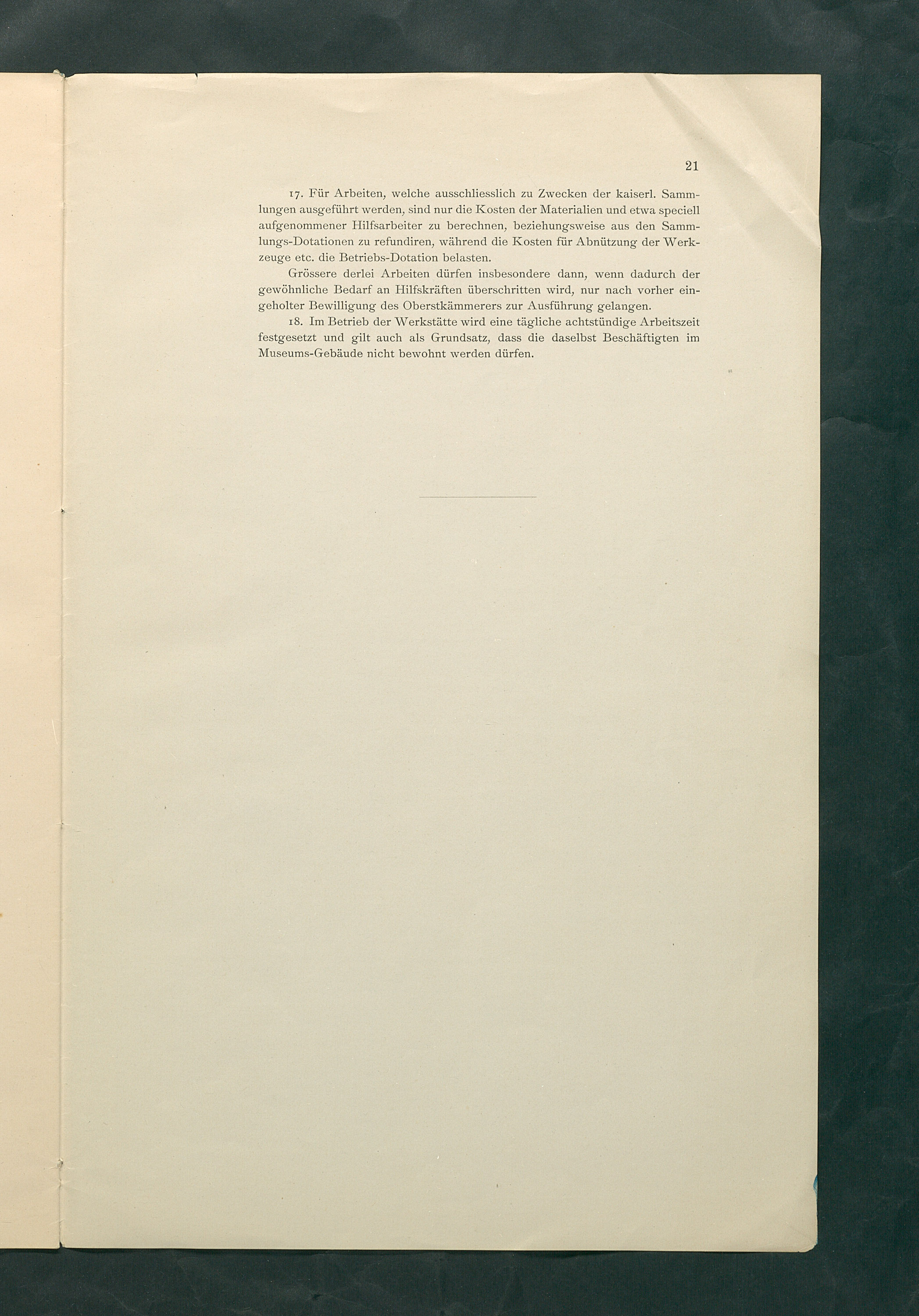 Bestimmungen für den Dienstbetrieb in den kunsthistorischen Sammlungen des Allerhöchsten Kaiserhauses