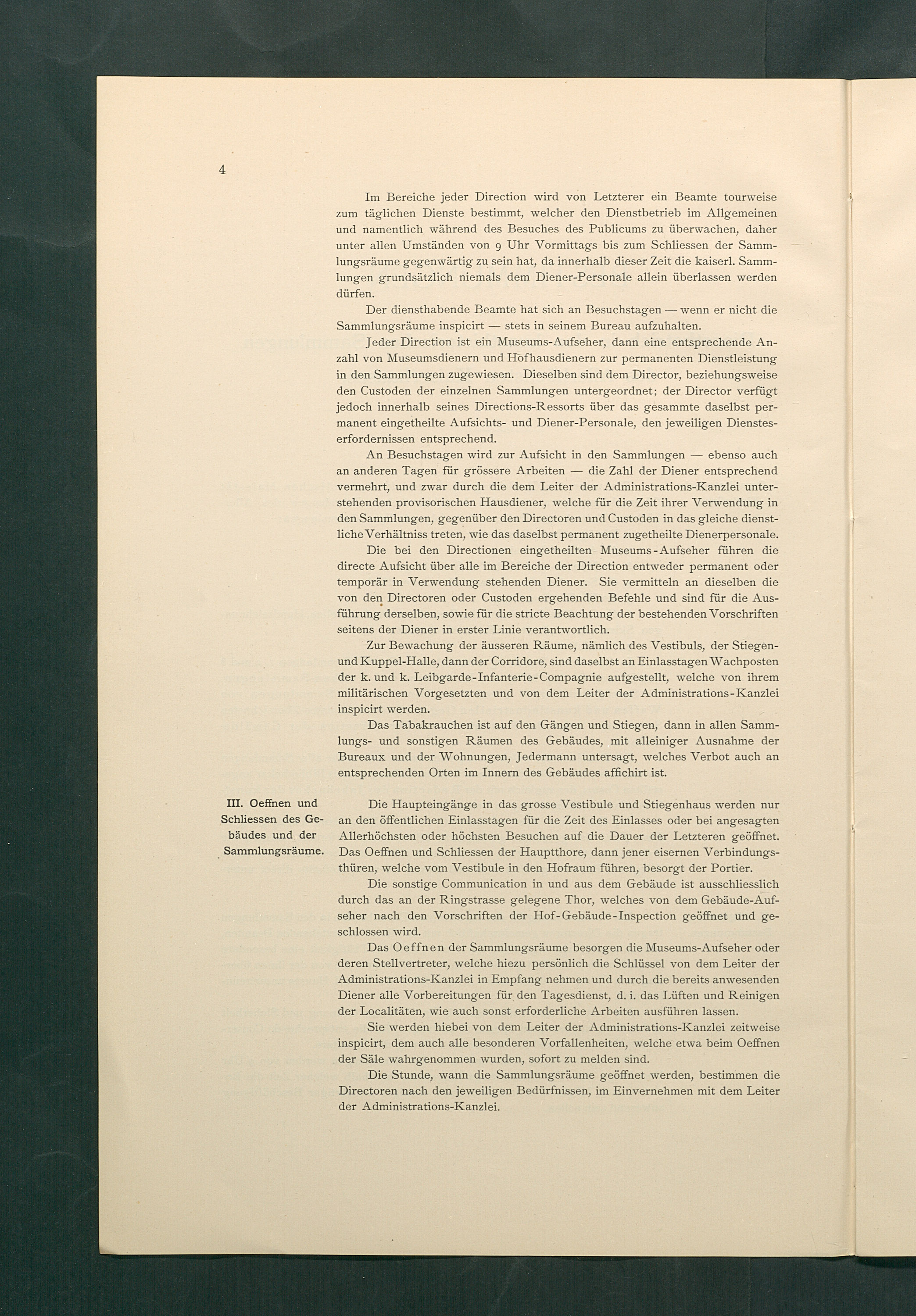 Bestimmungen für den Dienstbetrieb in den kunsthistorischen Sammlungen des Allerhöchsten Kaiserhauses