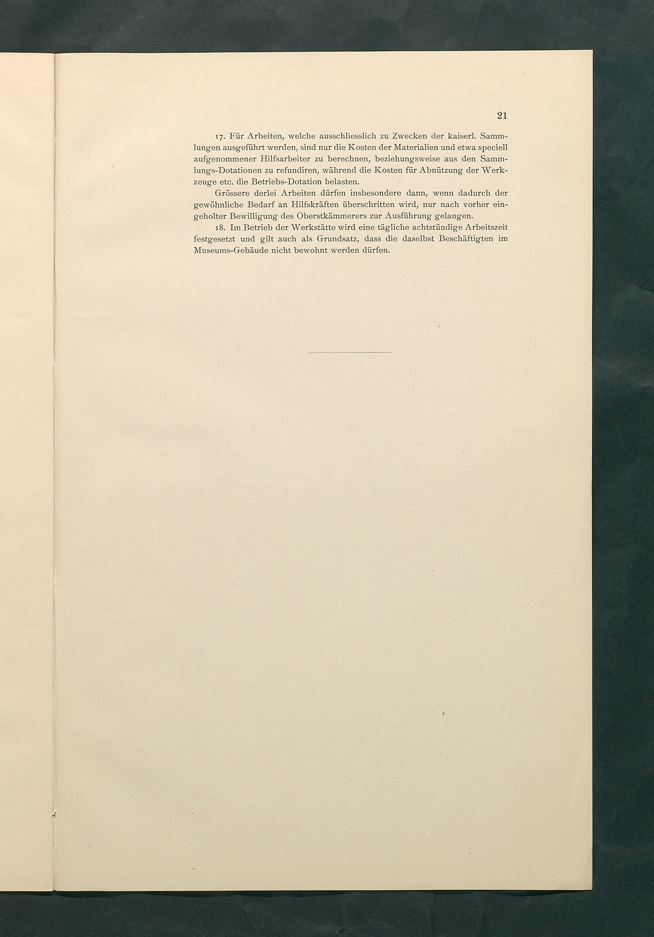 Bestimmungen für den Dienstbetrieb in den kunsthistorischen Sammlungen des Allerhöchsten Kaiserhauses