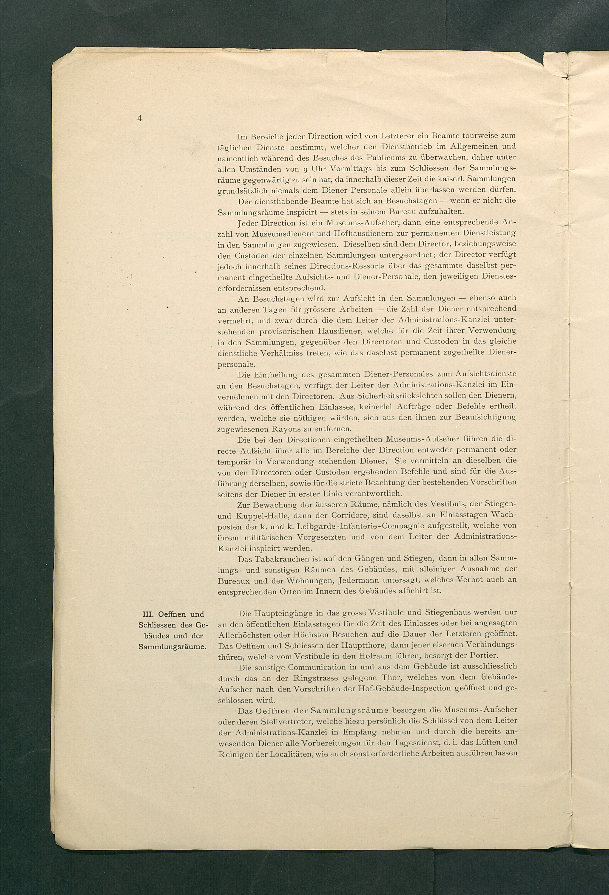 Bestimmungen für den Dienstbetrieb in den kunsthistorischen Sammlungen des Allerhöchsten Kaiserhauses
