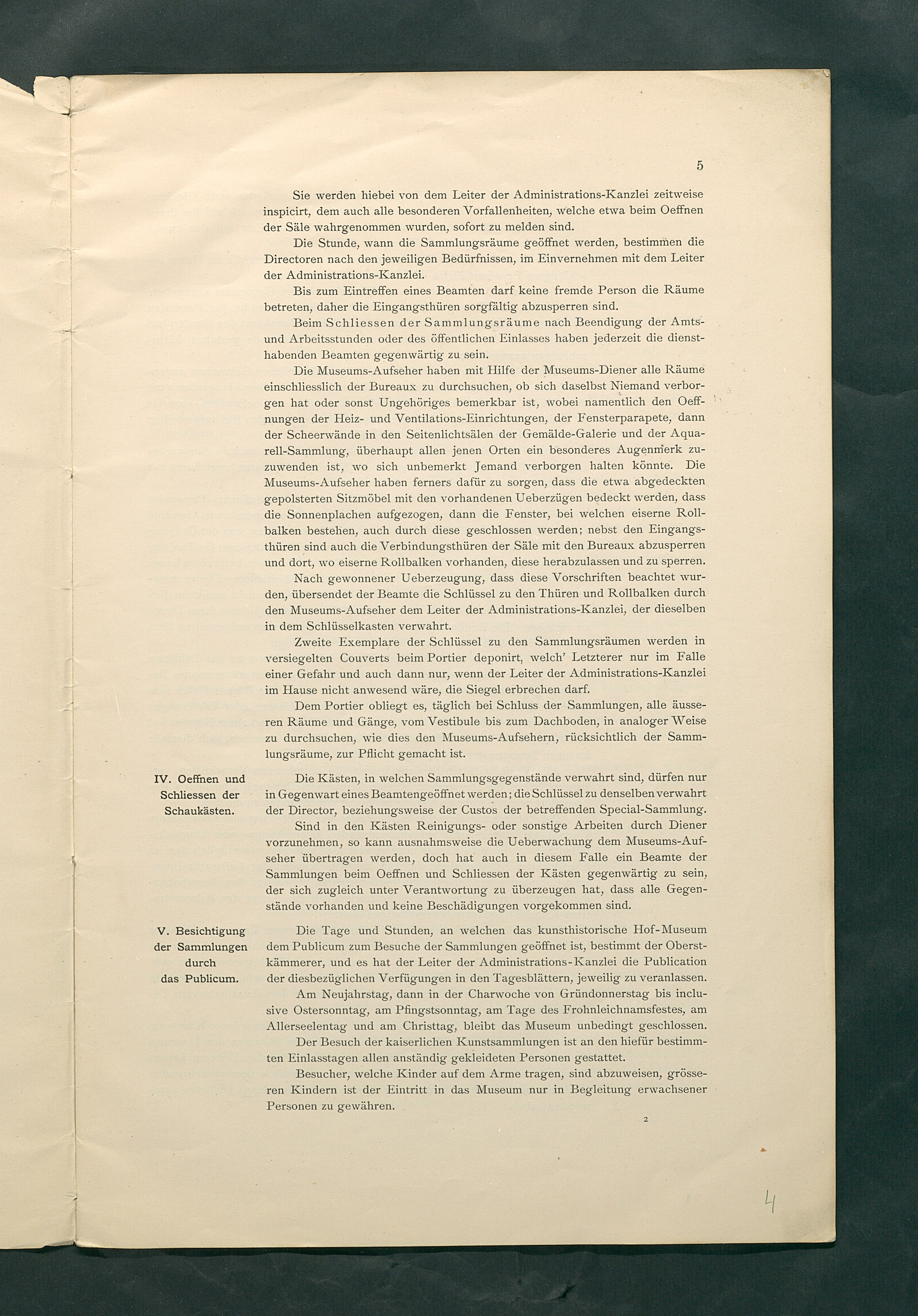 Bestimmungen für den Dienstbetrieb in den kunsthistorischen Sammlungen des Allerhöchsten Kaiserhauses