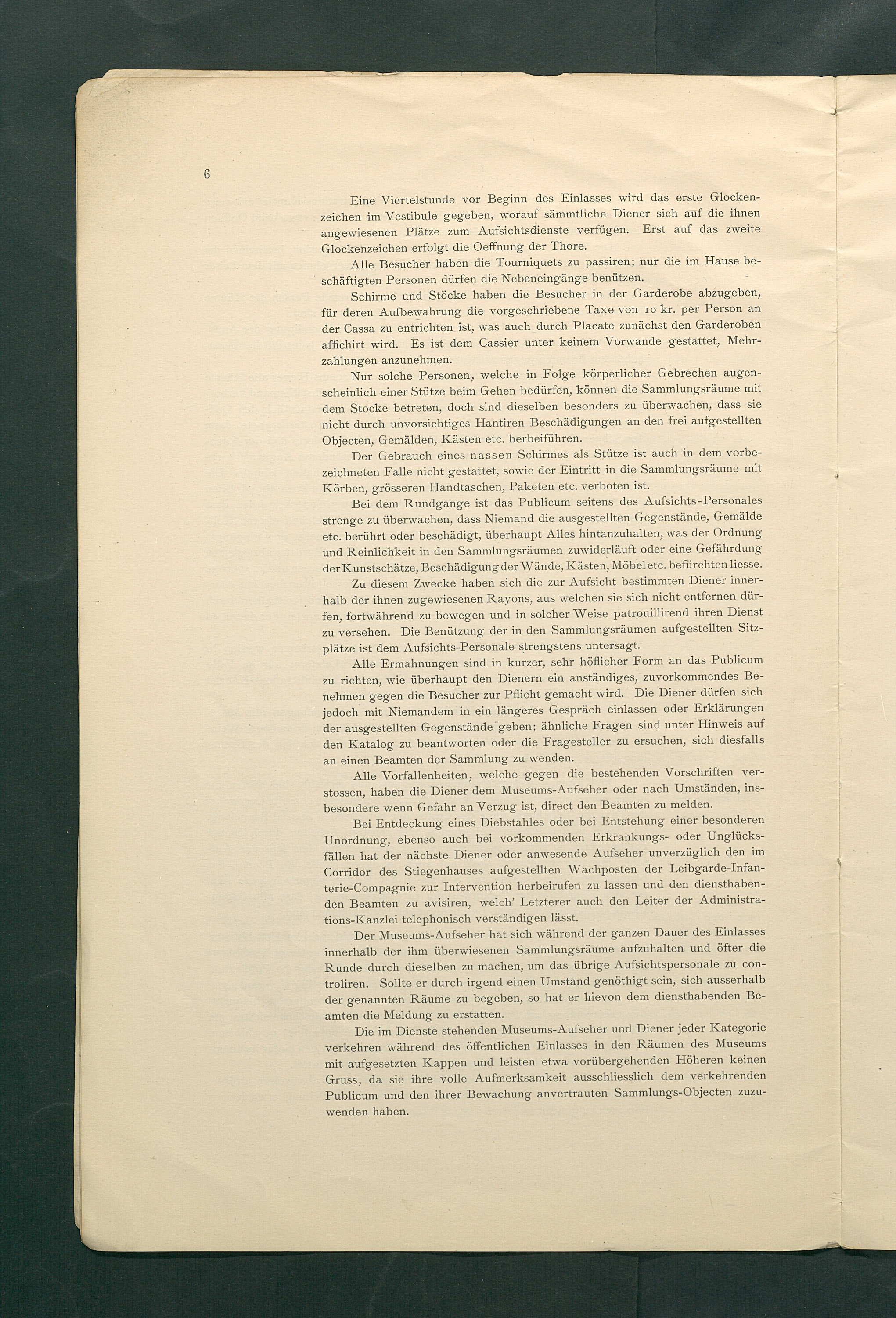 Bestimmungen für den Dienstbetrieb in den kunsthistorischen Sammlungen des Allerhöchsten Kaiserhauses