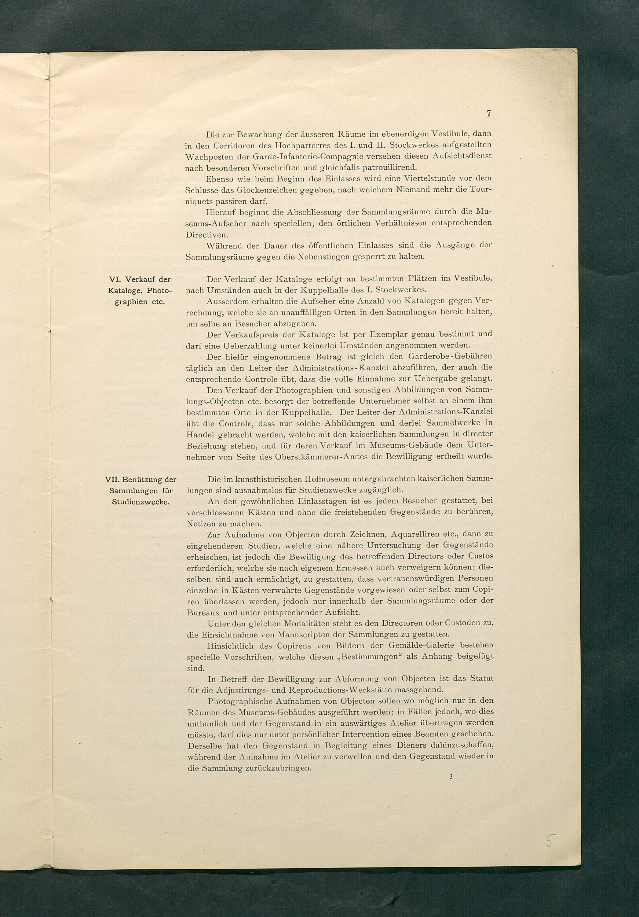 Bestimmungen für den Dienstbetrieb in den kunsthistorischen Sammlungen des Allerhöchsten Kaiserhauses