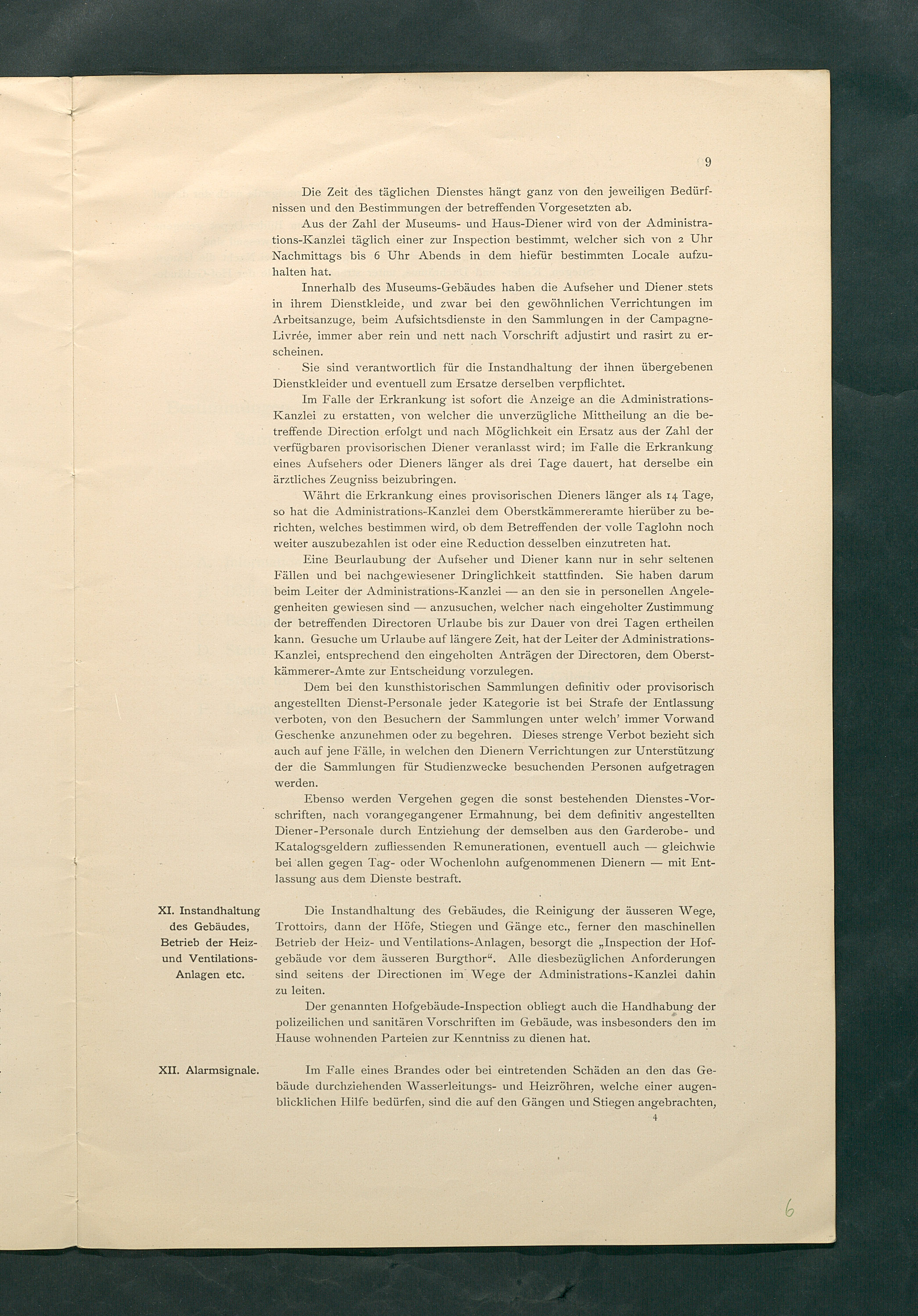 Bestimmungen für den Dienstbetrieb in den kunsthistorischen Sammlungen des Allerhöchsten Kaiserhauses