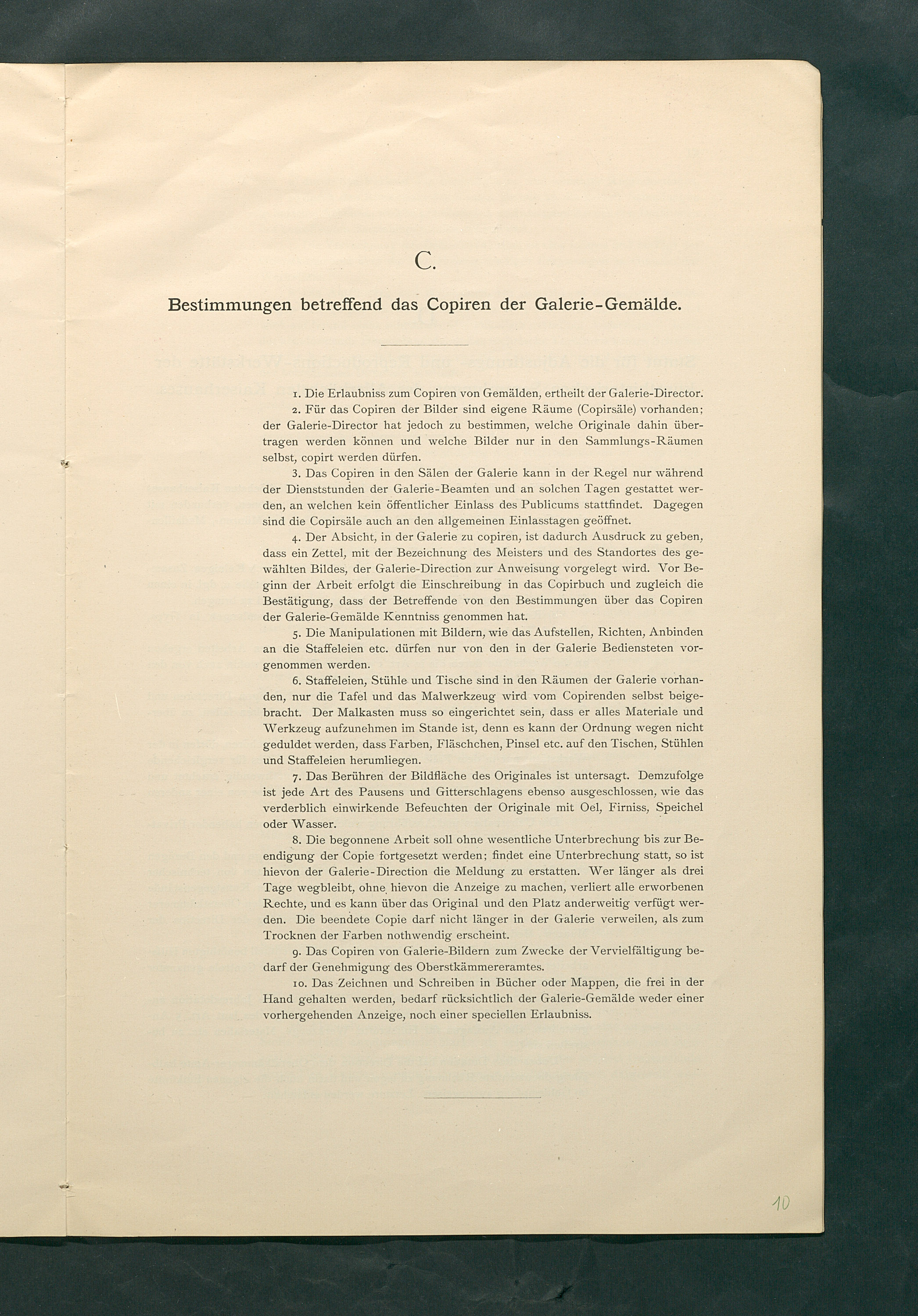 Bestimmungen für den Dienstbetrieb in den kunsthistorischen Sammlungen des Allerhöchsten Kaiserhauses