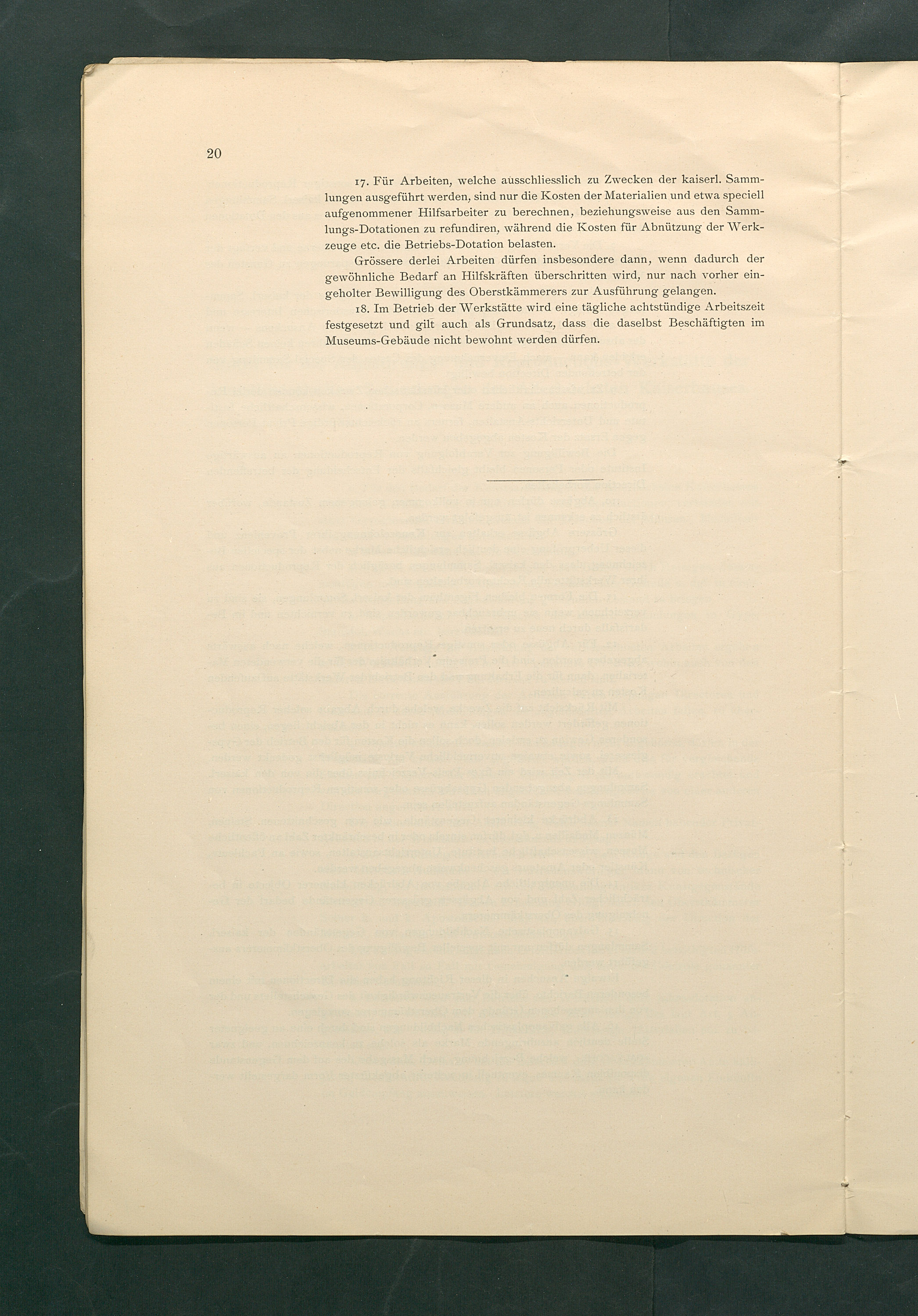 Bestimmungen für den Dienstbetrieb in den kunsthistorischen Sammlungen des Allerhöchsten Kaiserhauses