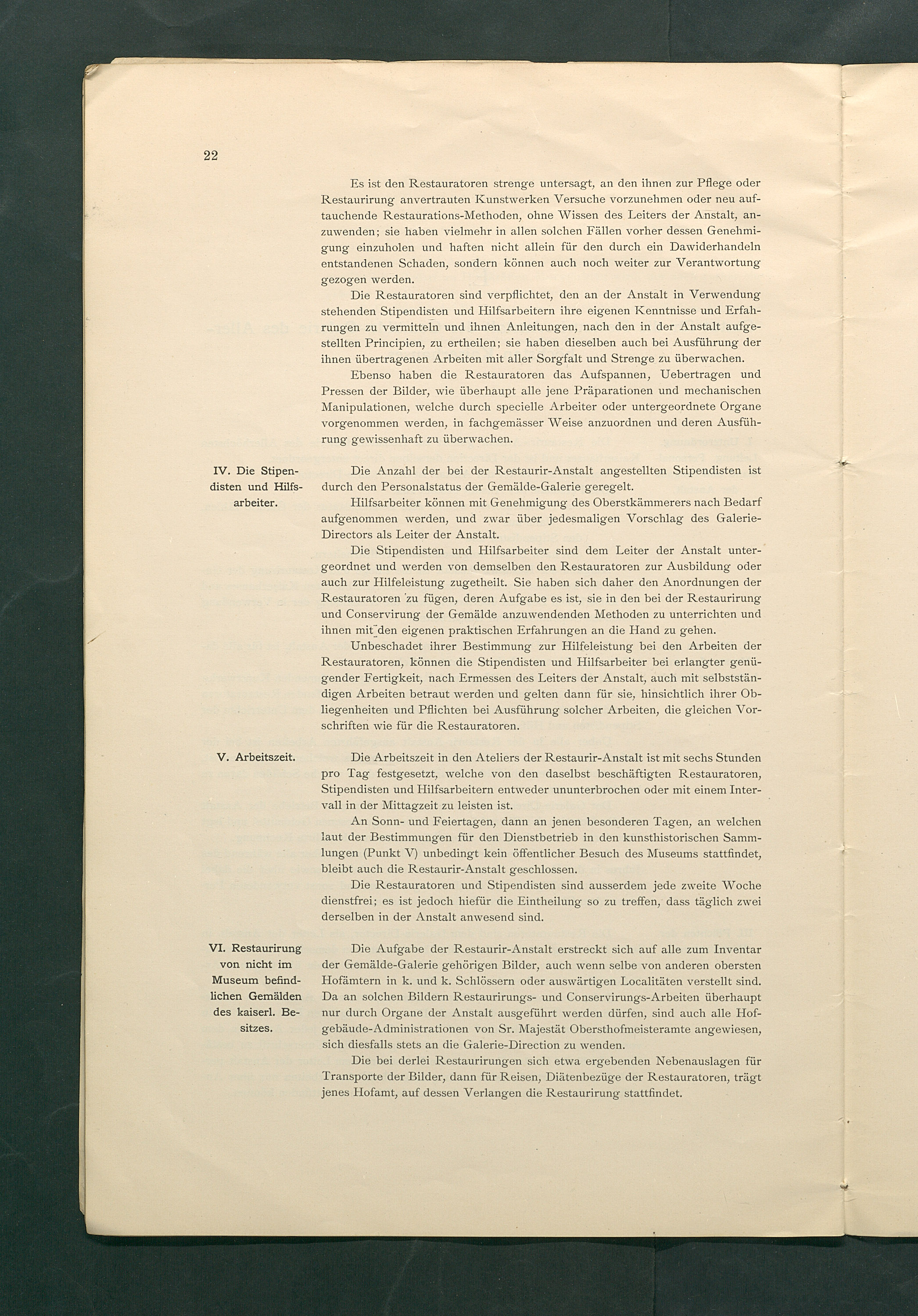 Bestimmungen für den Dienstbetrieb in den kunsthistorischen Sammlungen des Allerhöchsten Kaiserhauses