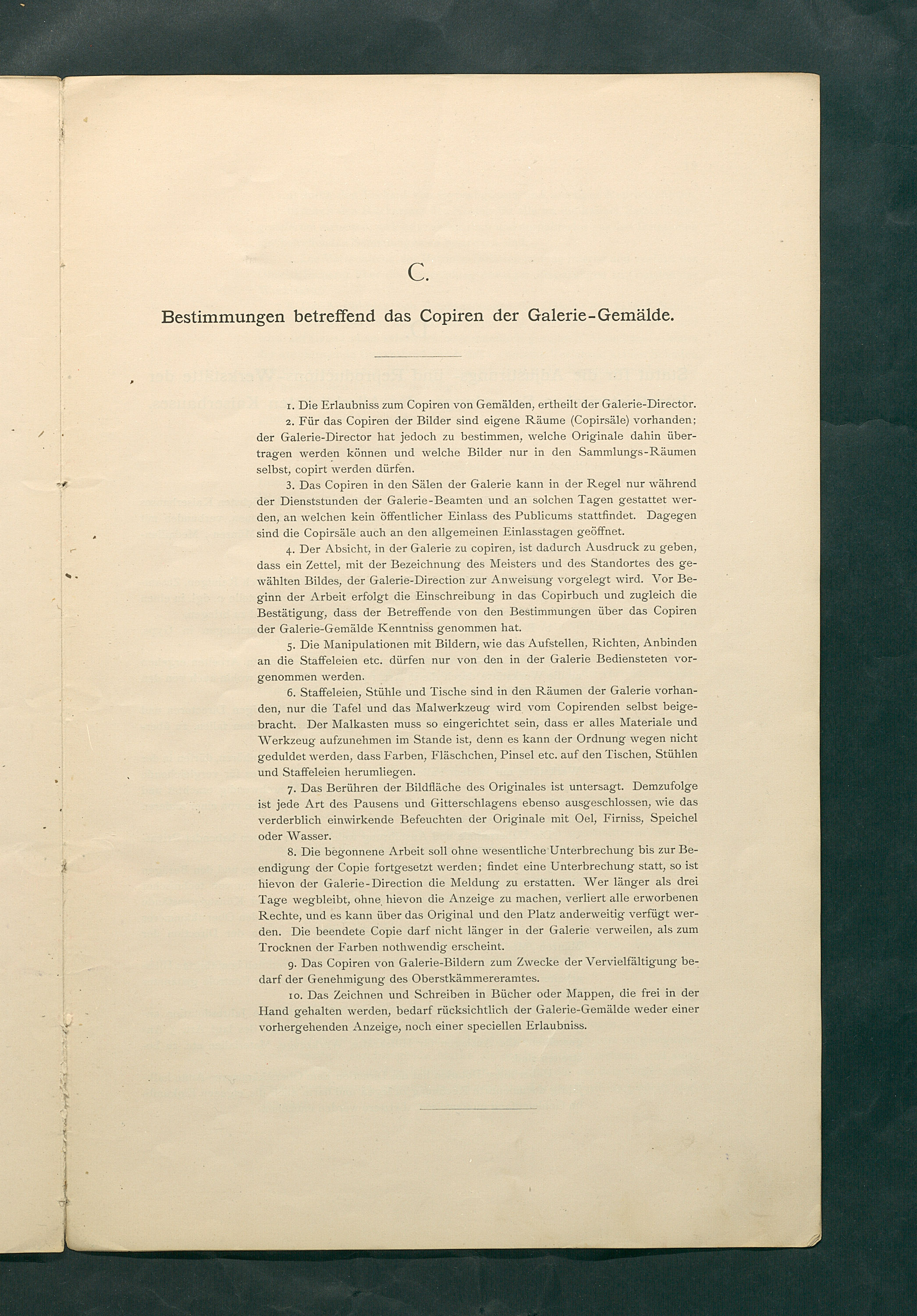 Bestimmungen für den Dienstbetrieb in den kunsthistorischen Sammlungen des Allerhöchsten Kaiserhauses