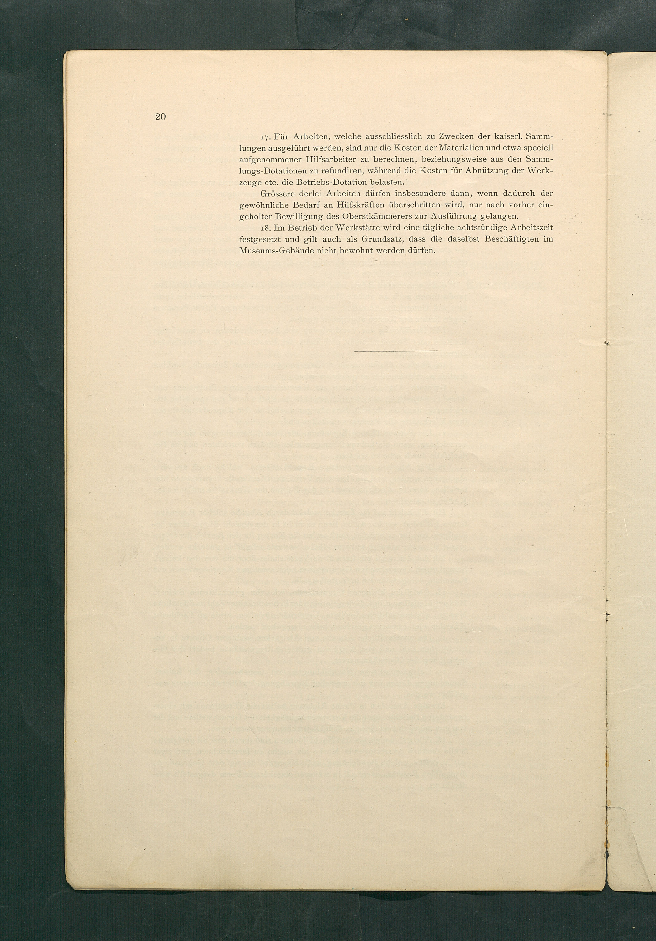 Bestimmungen für den Dienstbetrieb in den kunsthistorischen Sammlungen des Allerhöchsten Kaiserhauses