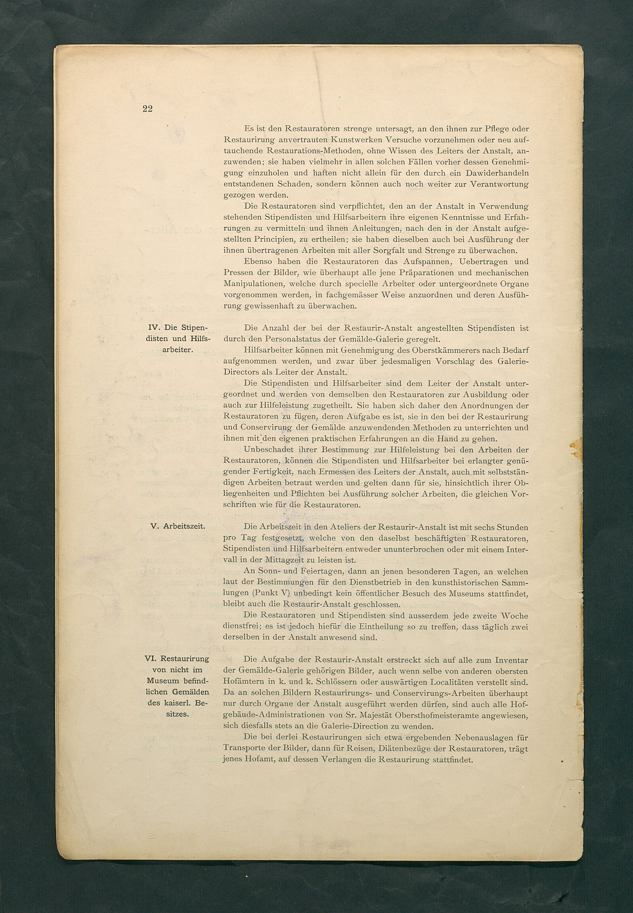 Bestimmungen für den Dienstbetrieb in den kunsthistorischen Sammlungen des Allerhöchsten Kaiserhauses