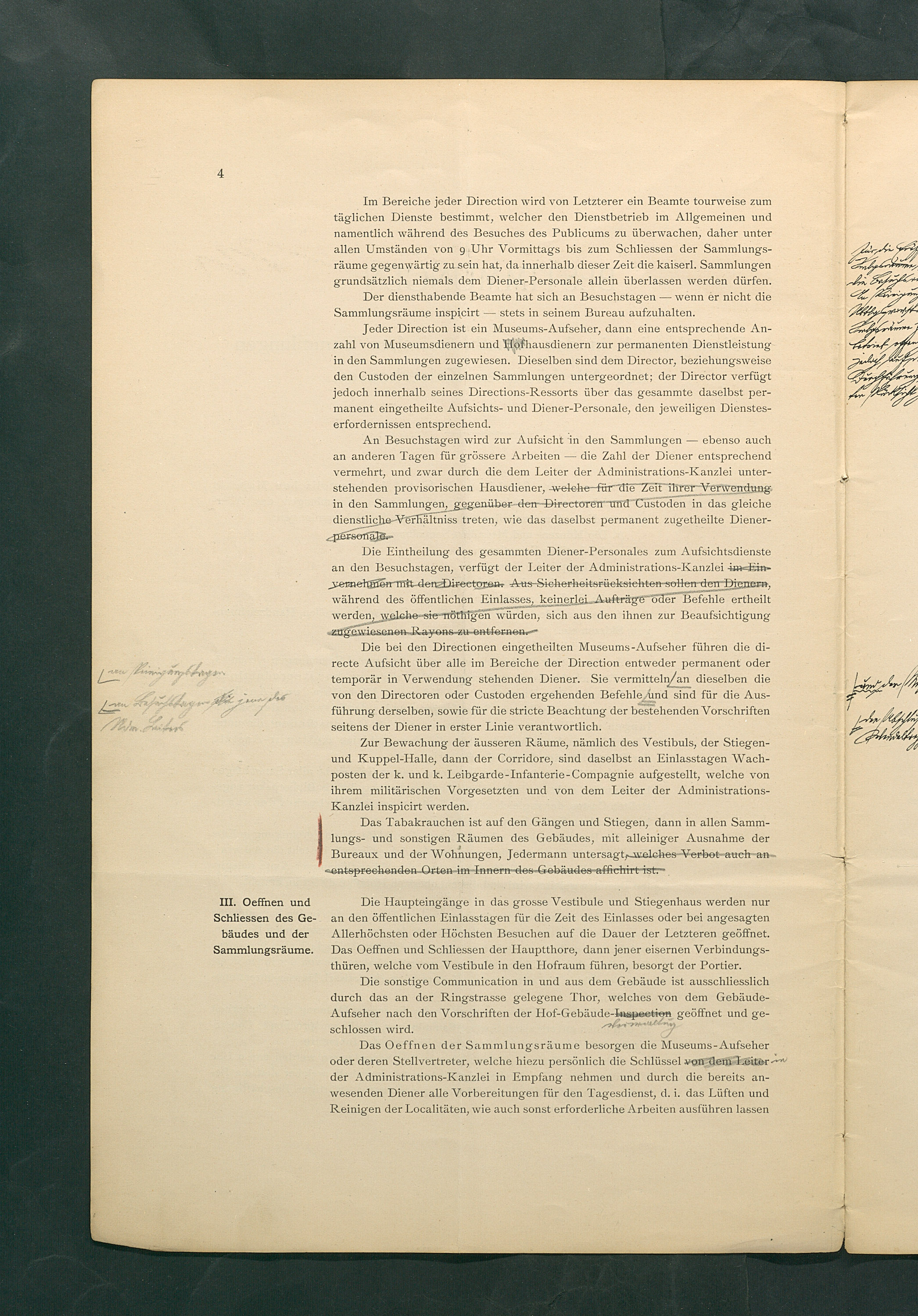 Bestimmungen für den Dienstbetrieb in den kunsthistorischen Sammlungen des Allerhöchsten Kaiserhauses