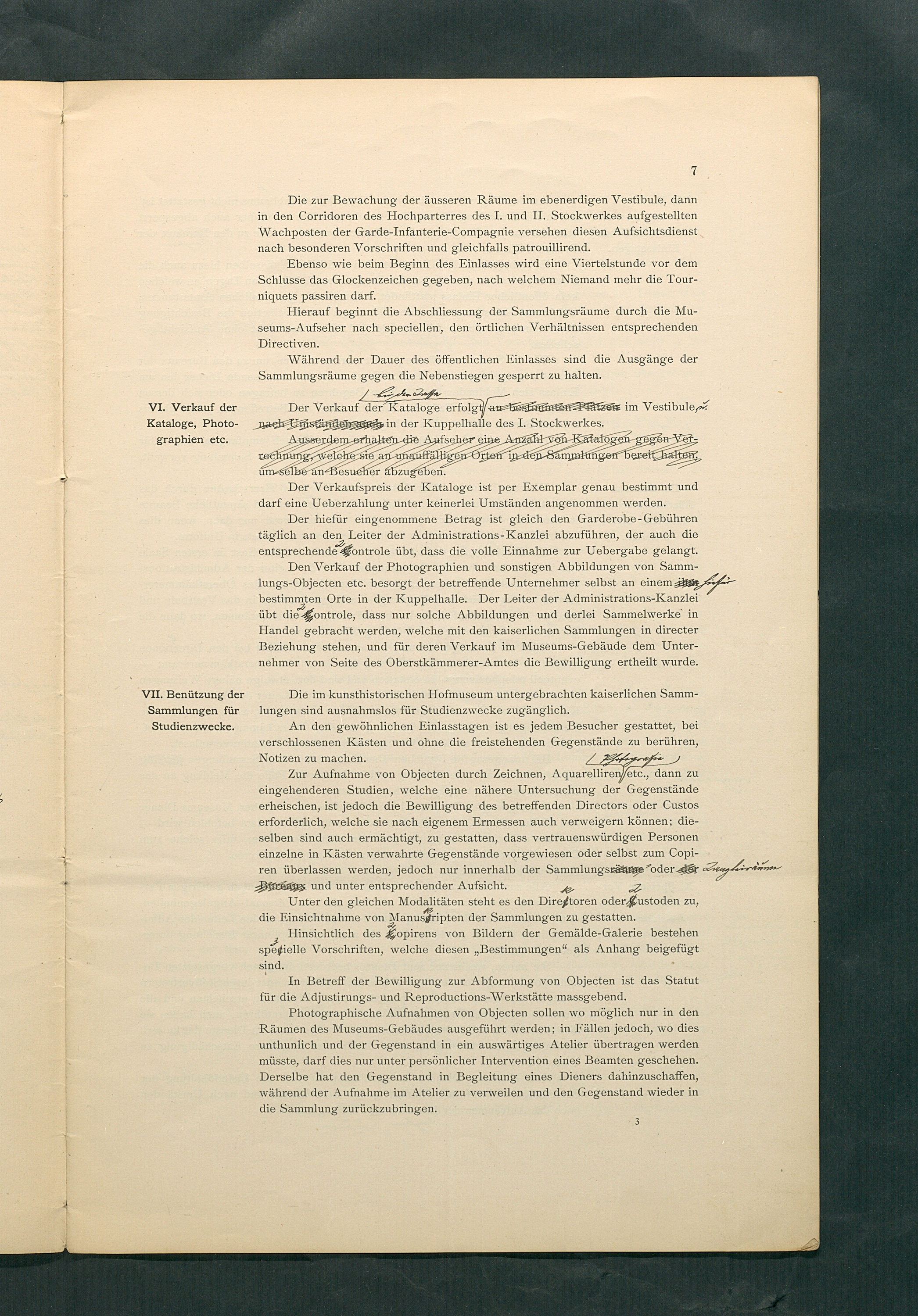 Bestimmungen für den Dienstbetrieb in den kunsthistorischen Sammlungen des Allerhöchsten Kaiserhauses