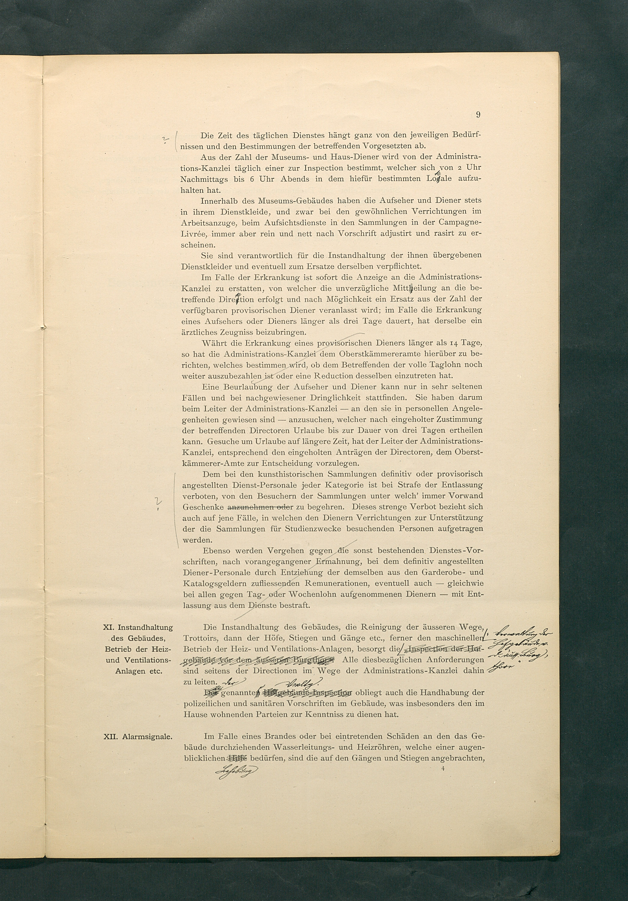 Bestimmungen für den Dienstbetrieb in den kunsthistorischen Sammlungen des Allerhöchsten Kaiserhauses