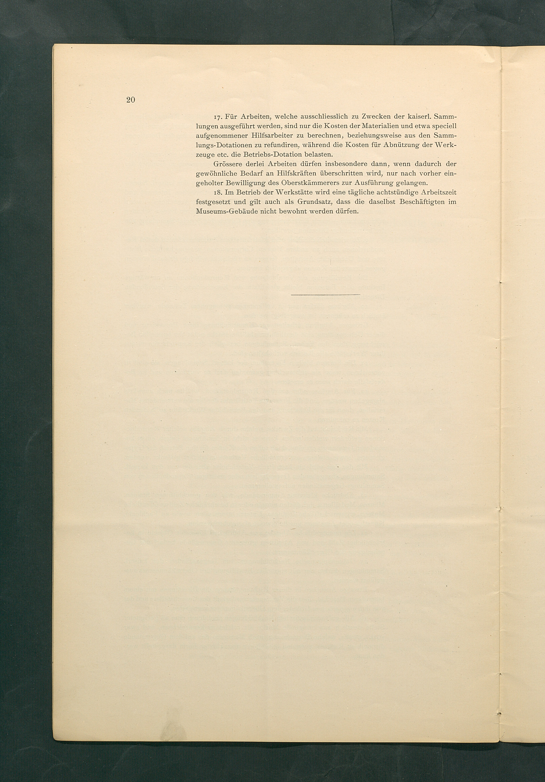 Bestimmungen für den Dienstbetrieb in den kunsthistorischen Sammlungen des Allerhöchsten Kaiserhauses