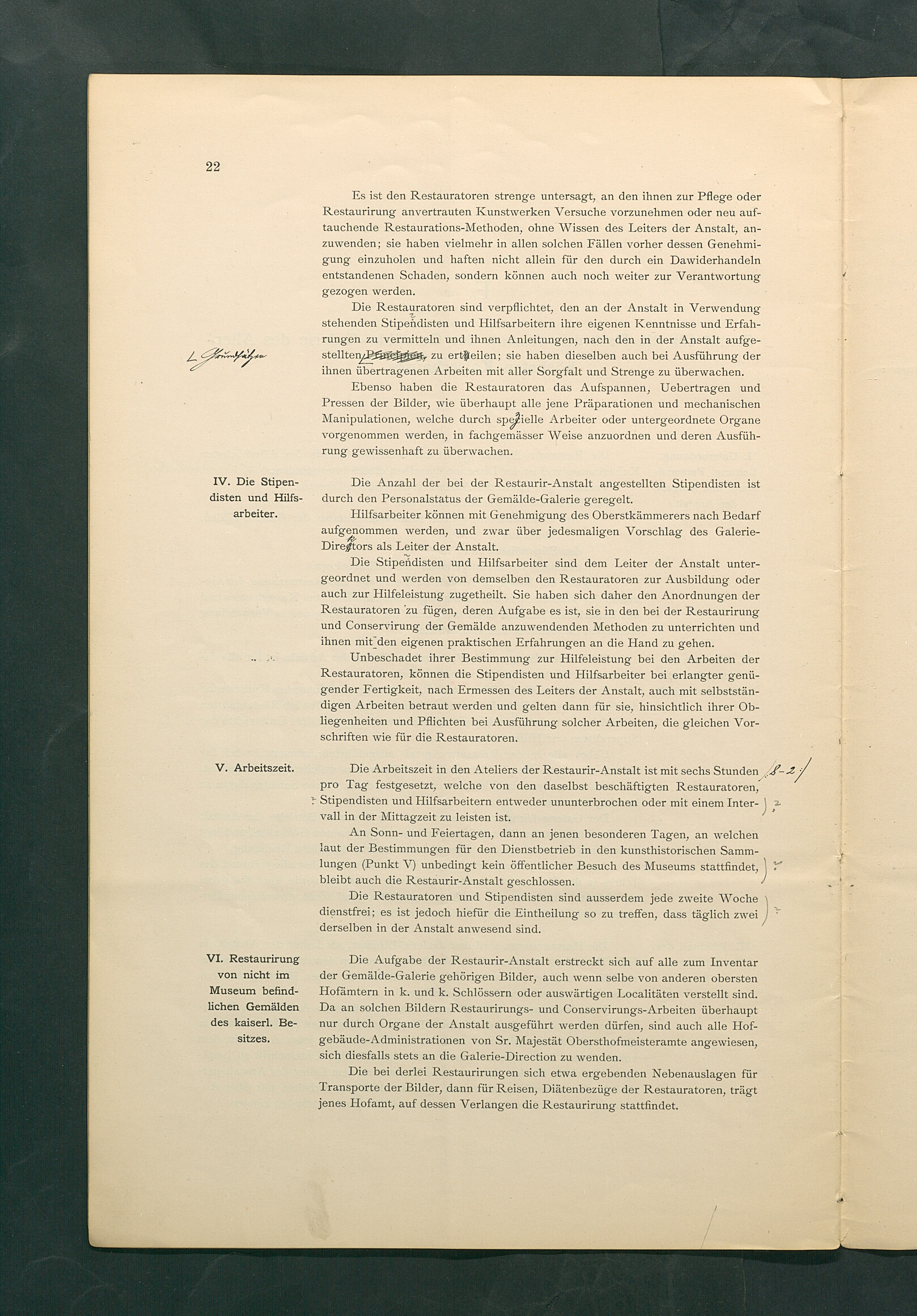 Bestimmungen für den Dienstbetrieb in den kunsthistorischen Sammlungen des Allerhöchsten Kaiserhauses