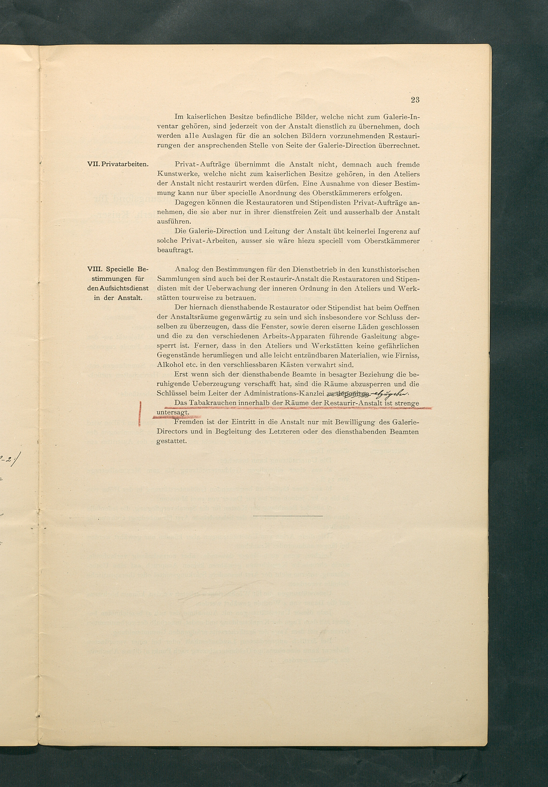 Bestimmungen für den Dienstbetrieb in den kunsthistorischen Sammlungen des Allerhöchsten Kaiserhauses
