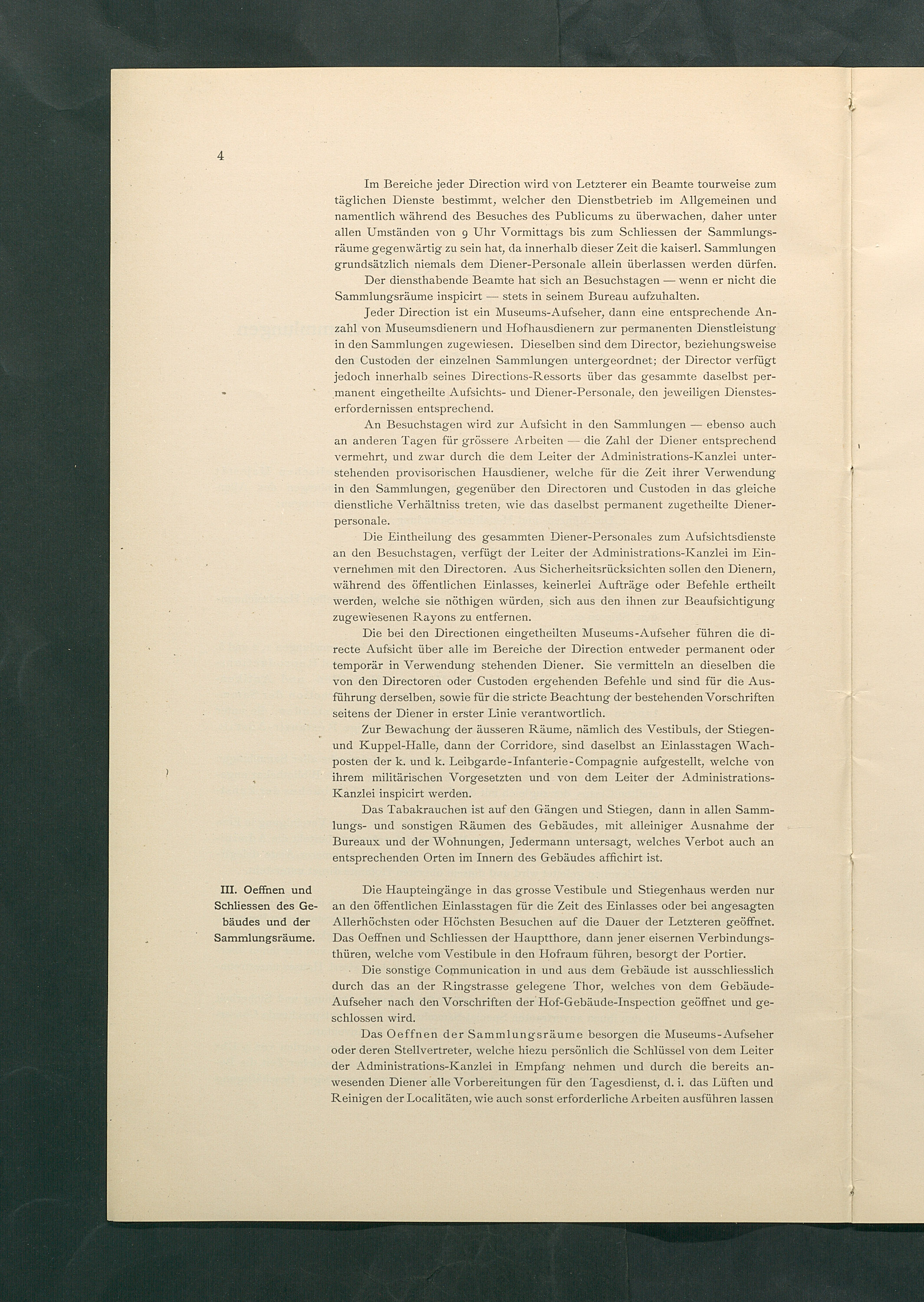 Bestimmungen für den Dienstbetrieb in den kunsthistorischen Sammlungen des Allerhöchsten Kaiserhauses